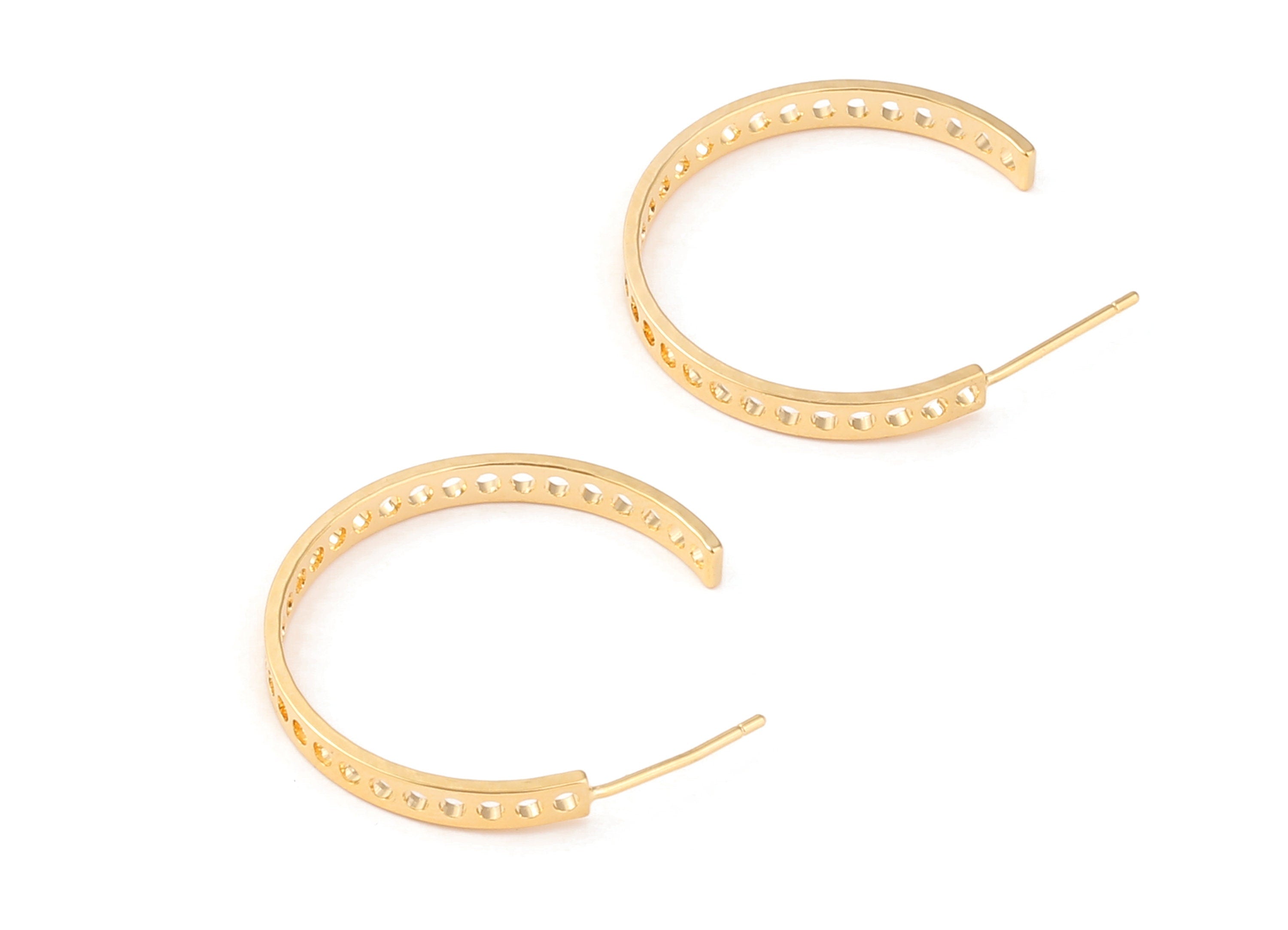 Brass C Ear Wire - Brass C Earring Post and Earring Stud - 18K Real Gold Plated Brass Stud - Jewelry Supplies - 25.21x3.05x1.01mm - RGP1058 - DOMEDBAZAAR