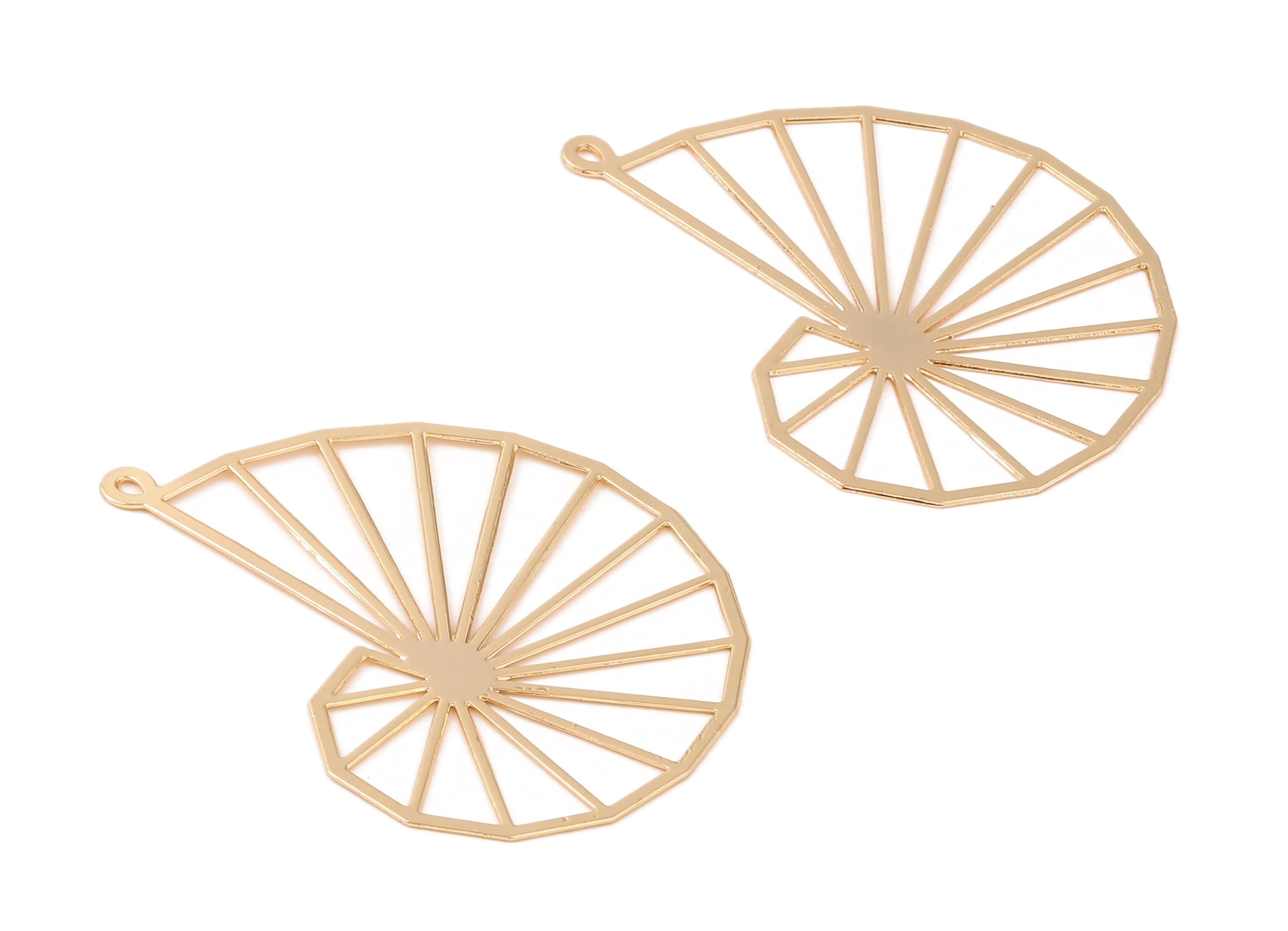 Brass Snail Earring Charms - Brass Snail Earring Pendant - 18K Real Gold Plated Brass - Jewellery Supplies - 49.12x34.07x0.48mm - RGP1070 - DOMEDBAZAAR