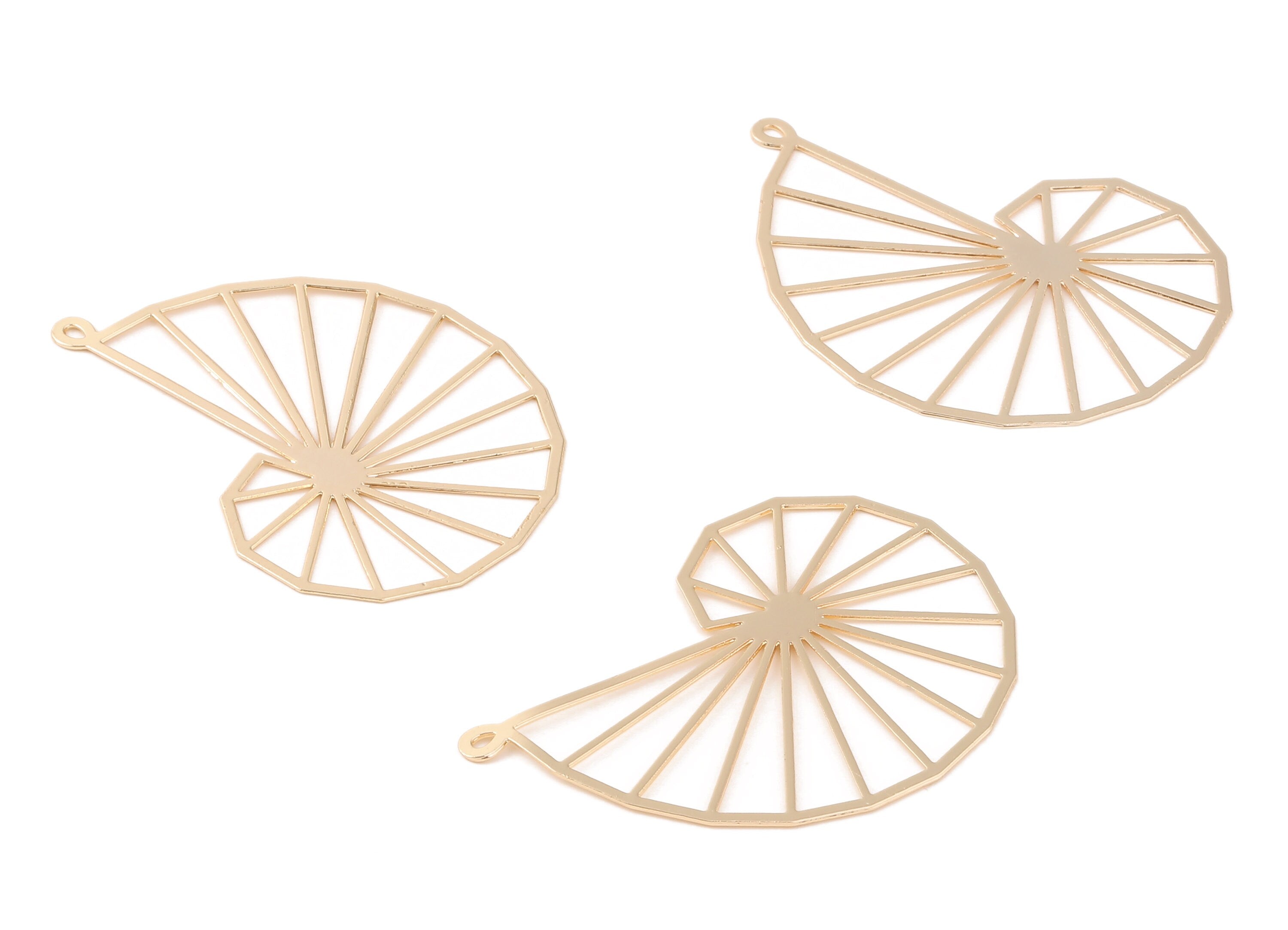 Brass Snail Earring Charms - Brass Snail Earring Pendant - 18K Real Gold Plated Brass - Jewellery Supplies - 49.12x34.07x0.48mm - RGP1070 - DOMEDBAZAAR