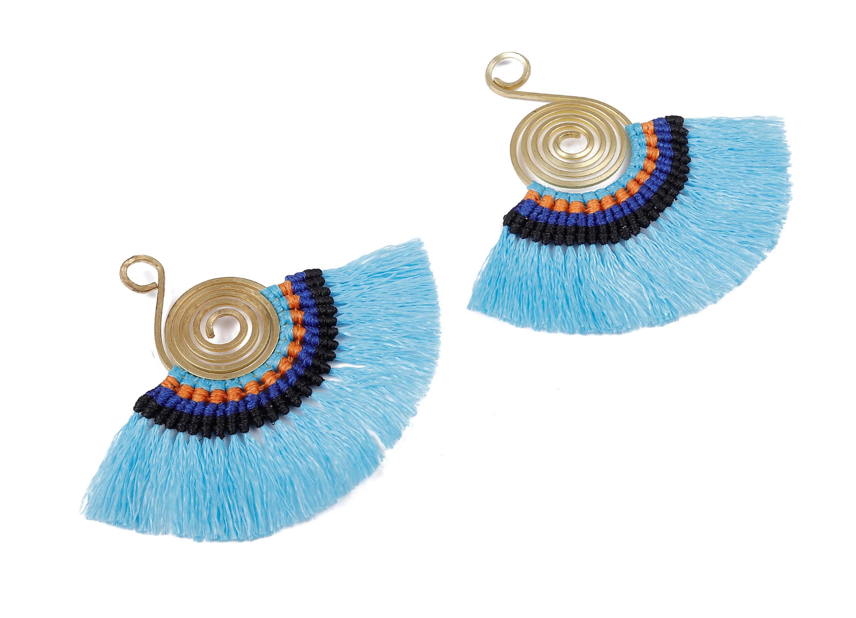 Fan Tassel Earring Charms with Brass - Tassel earring pendant - Fan Earrings Accessories - Jewelry Supplies - 81x69.19x3.34mm - TS1109 - DOMEDBAZAAR