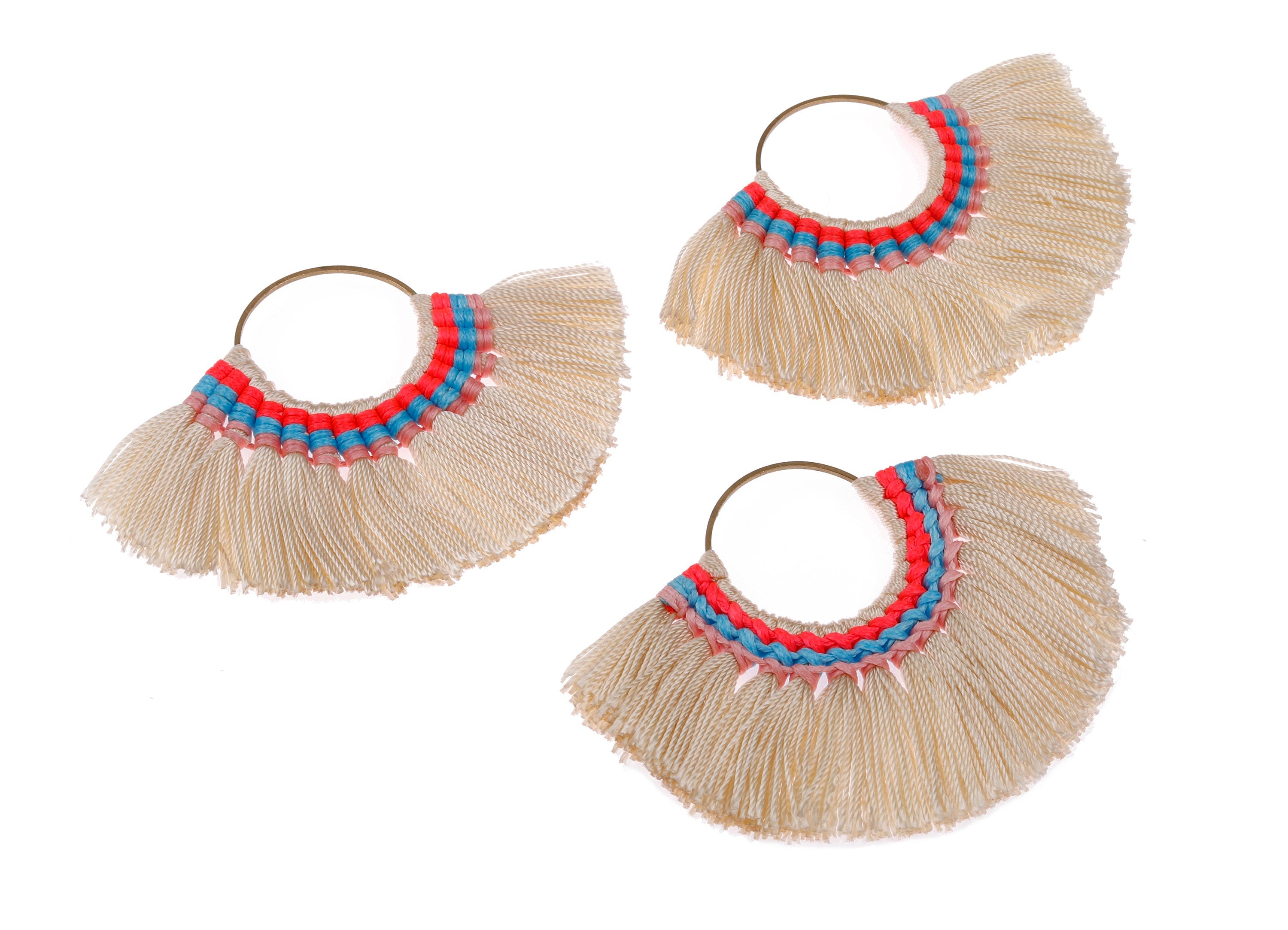 Fan Tassel Earring Charms with Ring - Tassel earring pendant - Fan Ring Earrings - Earring Accessories - 84.57x60.13x5.51mm - TS1100 - DOMEDBAZAAR