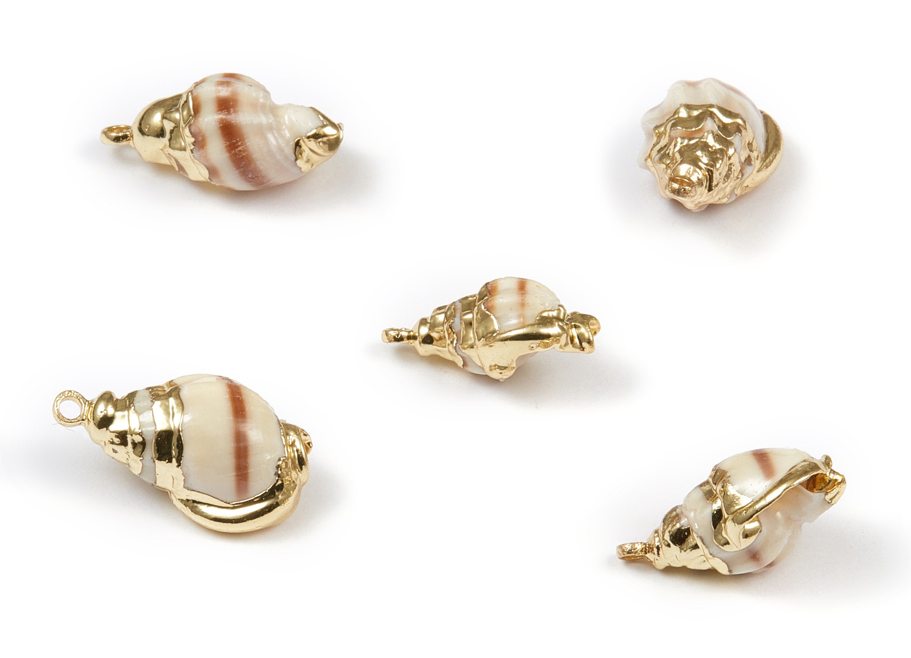 Whelk Seashell Charms - Seashell Pendant - Gold Tone Plated Earrings - Natural Seashell - 1 Hole  - 18.2x11.64 - SF1100 - DOMEDBAZAAR