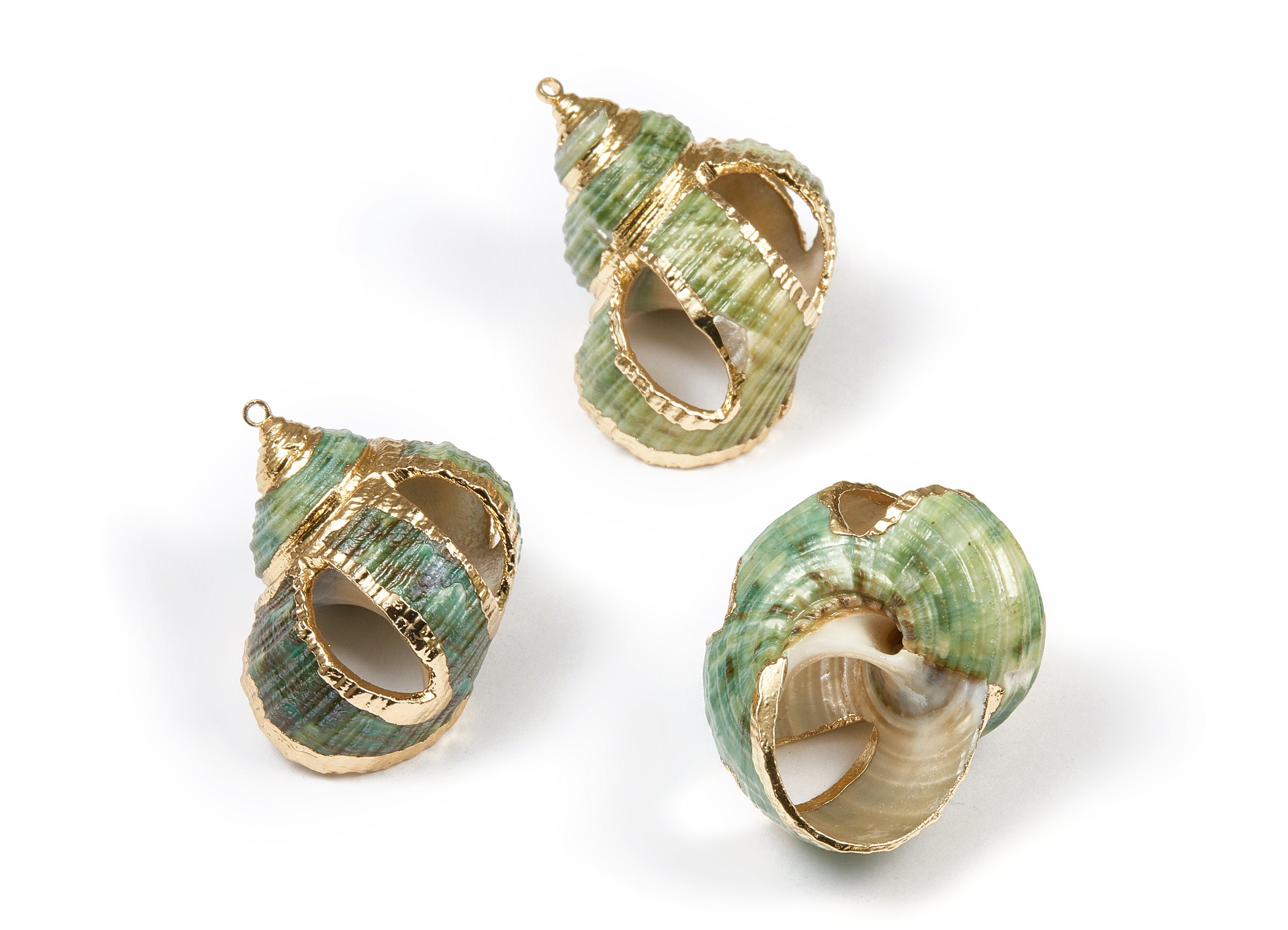 Open Whelk Charms - Whelk Seashell Earrings - Cut Open Seashell Pendant - Natural Seashell Earrings - 1 Hole - 37.2x30.58xmm - SF1091 - DOMEDBAZAAR