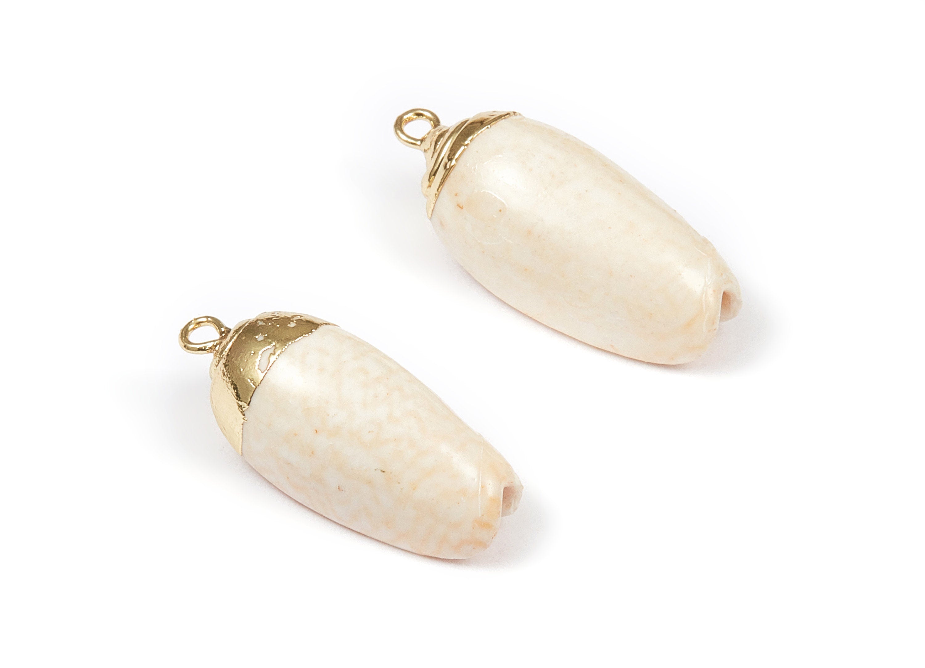 Whelk Seashell Charms - Whelk Shell Pendant - Natural Seashell Earrings - 1 Hole - 22.88x10.87x8.92mm - SF1062 - DOMEDBAZAAR