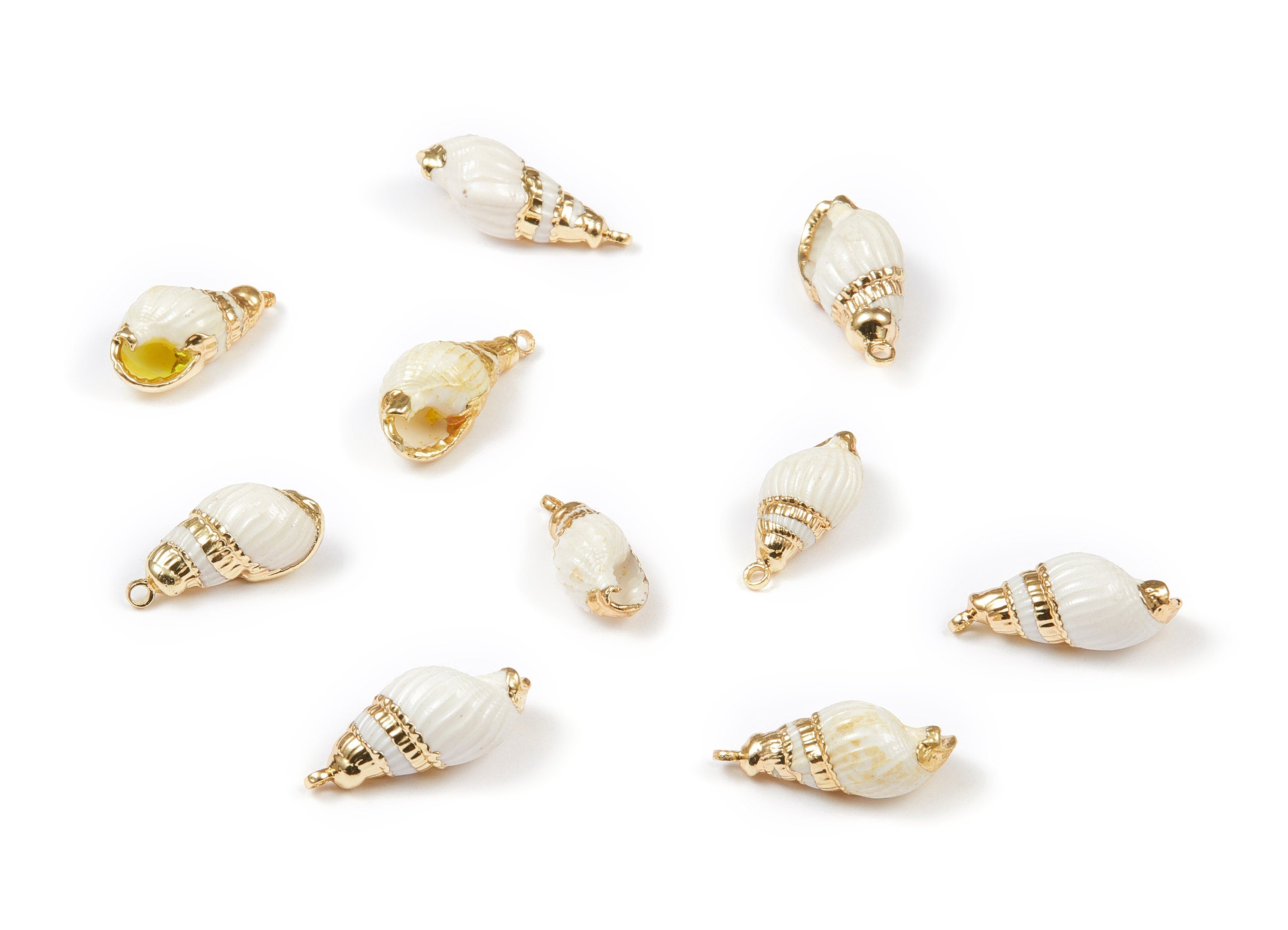 Whelk Seashell Charms - Whelk Shell Pendant - Natural Seashell Earrings - 1 Hole - 22.19x10.91x9.48mm - SF1063 - DOMEDBAZAAR