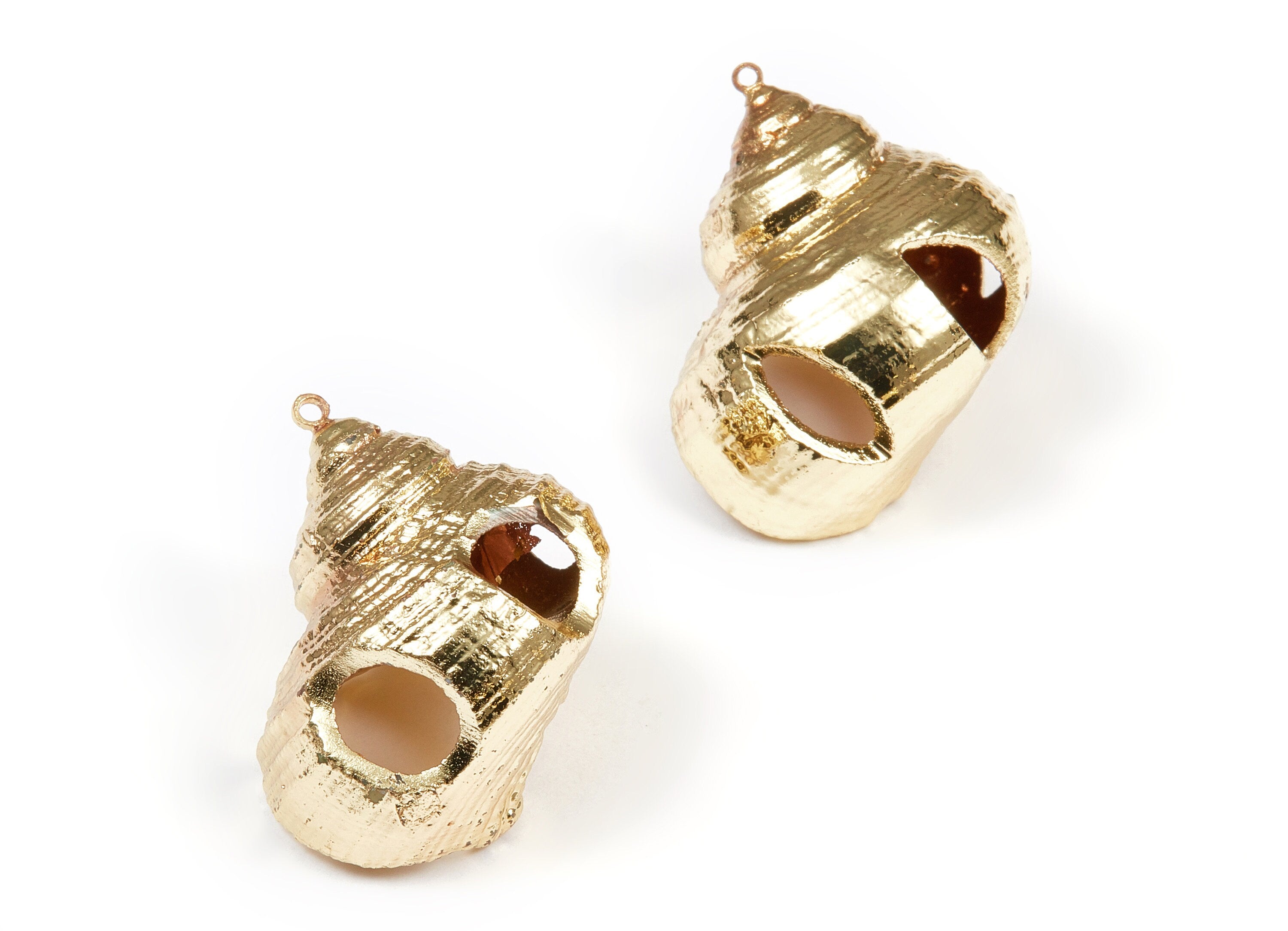 Open Whelk Charms - Whelk Seashell Earrings - Cut Open Seashell Pendant - Natural Seashell Earrings - 1 Hole - 29.08x24.74xmm - SF1089 - DOMEDBAZAAR
