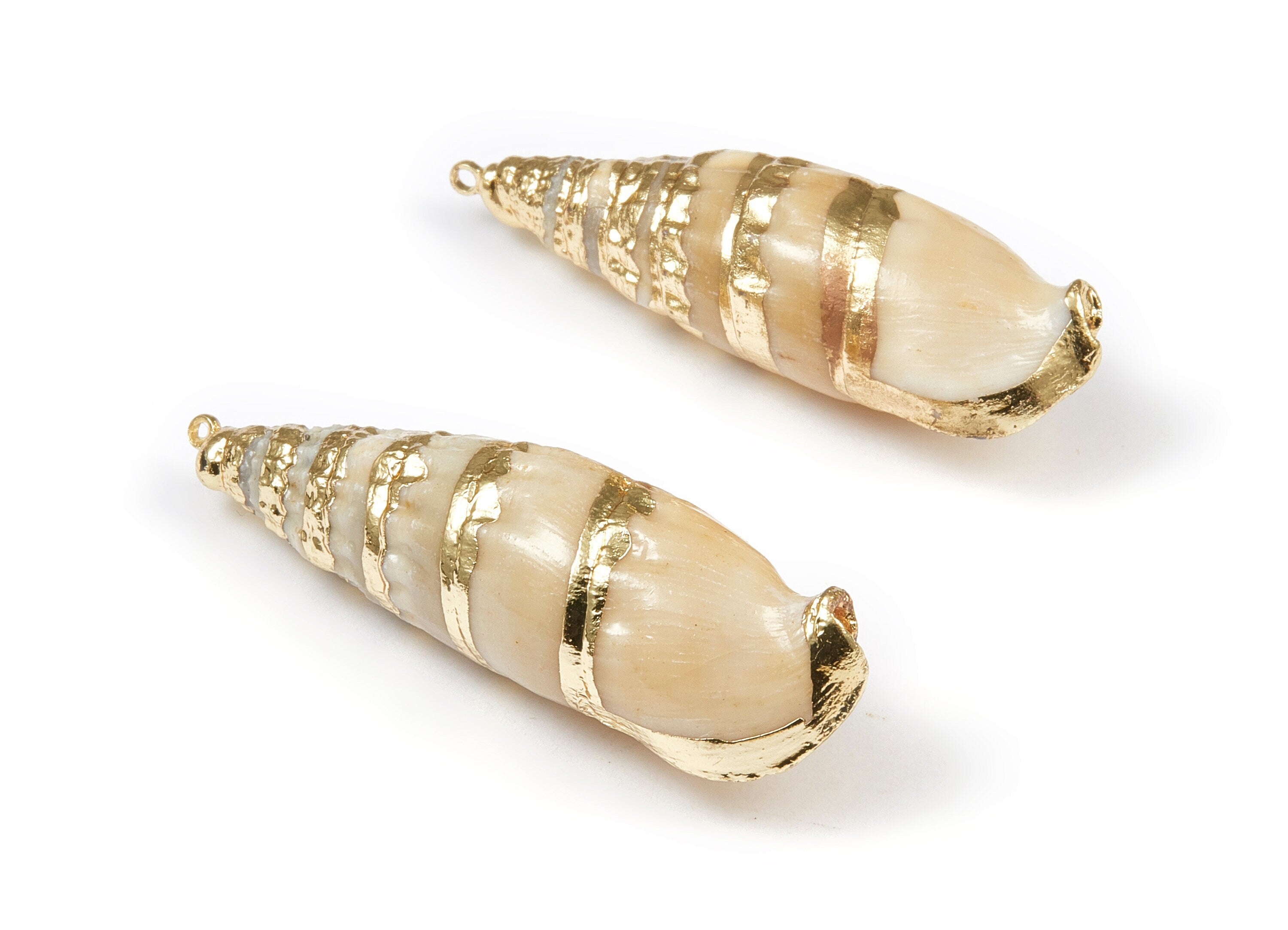 Whelk Seashell Charms - Whelk Shell Pendant - Natural Seashell Earrings - 1 Hole - 43.13x13.94x13.9mm - SF1067 - DOMEDBAZAAR