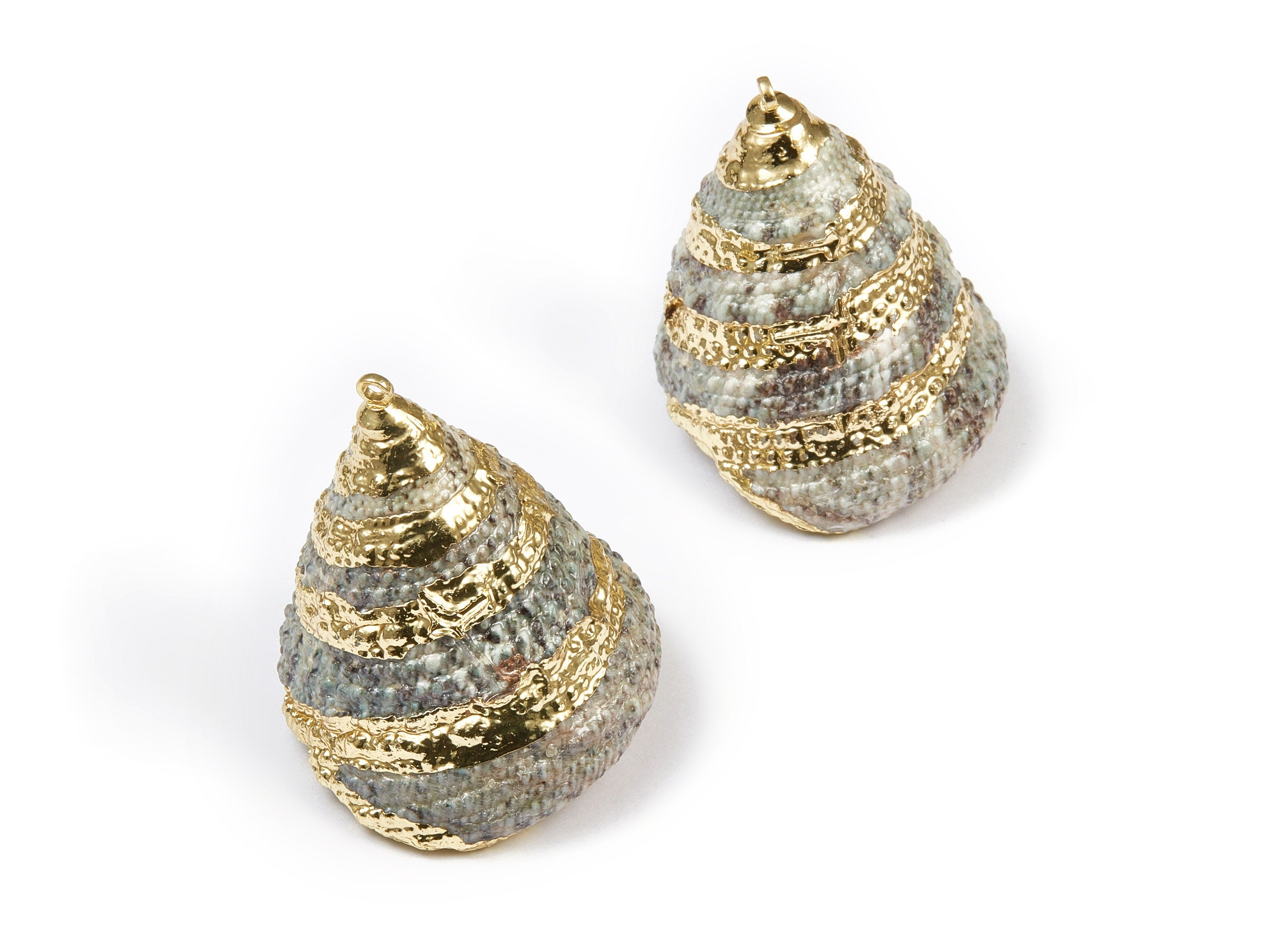 Cone Seashell Charms - Whelk Seashell Pendant - Natural Seashell Earrings - 1 Hole - 28.82x28.69x32.1mm - SF1071 - DOMEDBAZAAR