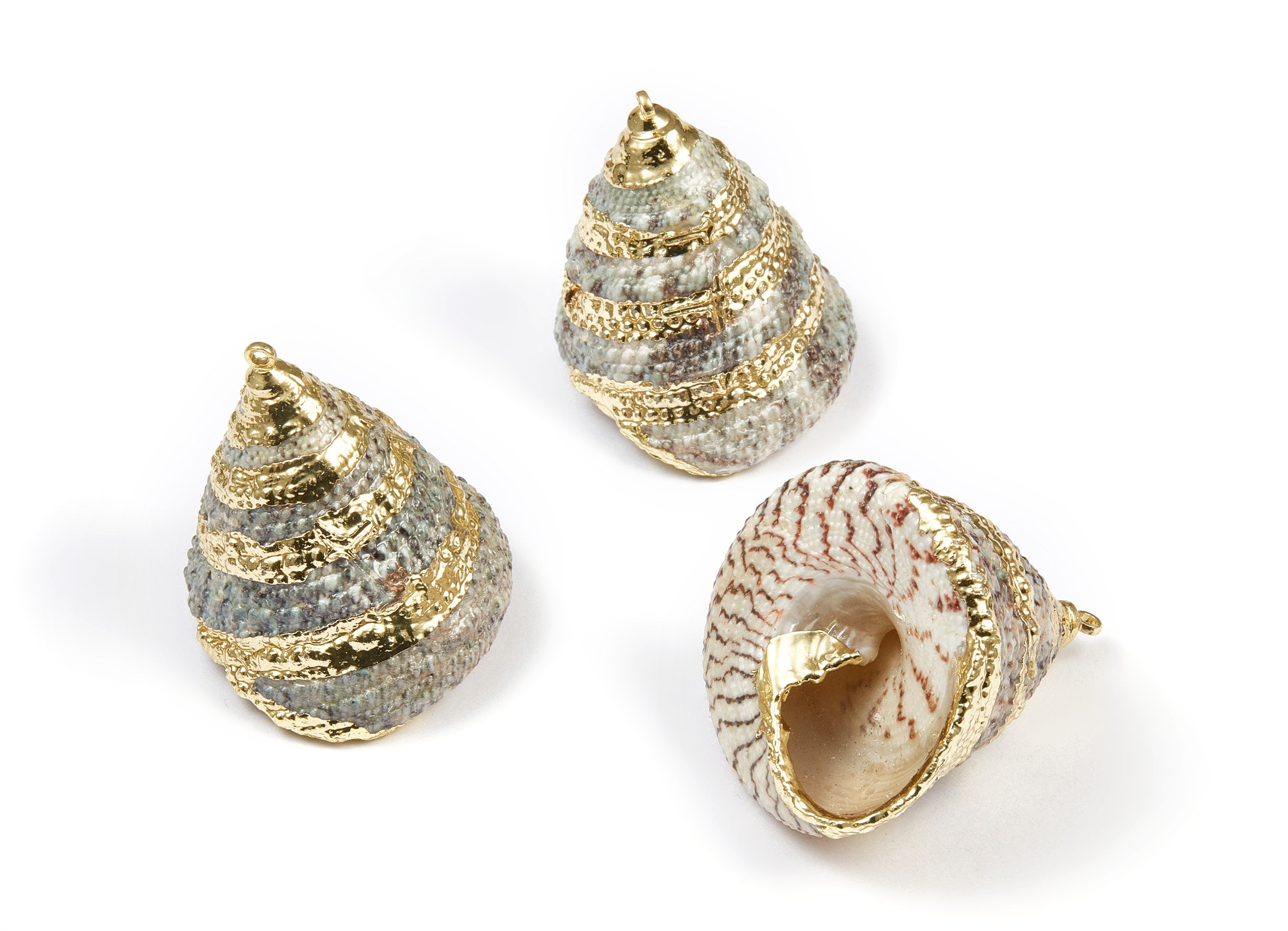 Cone Seashell Charms - Whelk Seashell Pendant - Natural Seashell Earrings - 1 Hole - 28.82x28.69x32.1mm - SF1071 - DOMEDBAZAAR