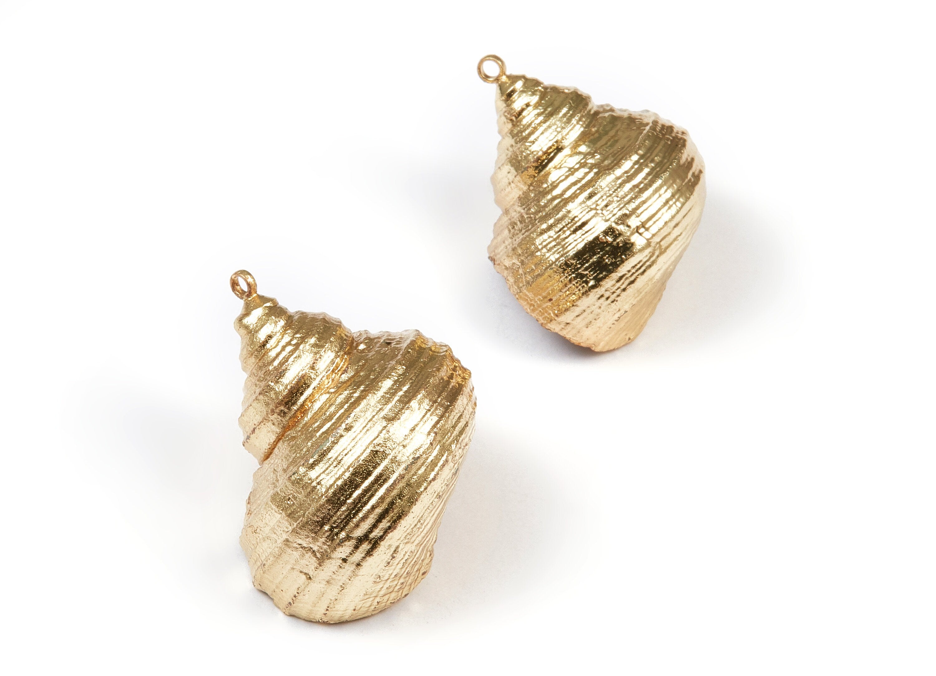 Whelk Seashell Charms - Whelk Shell Pendant - Natural Seashell Earrings - 1 Hole - 30.3x26.52x16.7mm - SF1074 - DOMEDBAZAAR