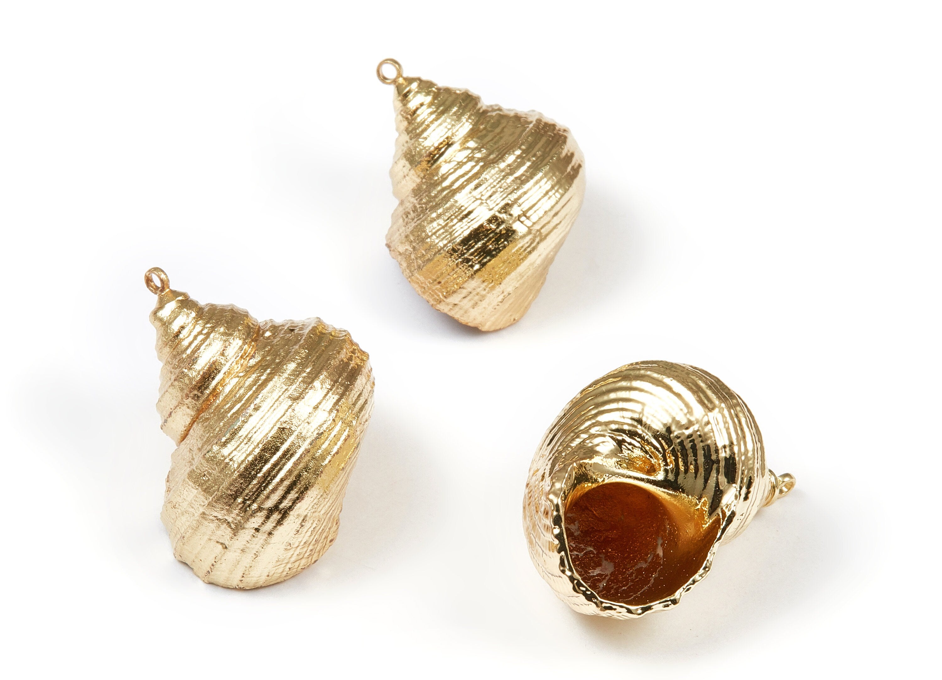 Whelk Seashell Charms - Whelk Shell Pendant - Natural Seashell Earrings - 1 Hole - 30.3x26.52x16.7mm - SF1074 - DOMEDBAZAAR