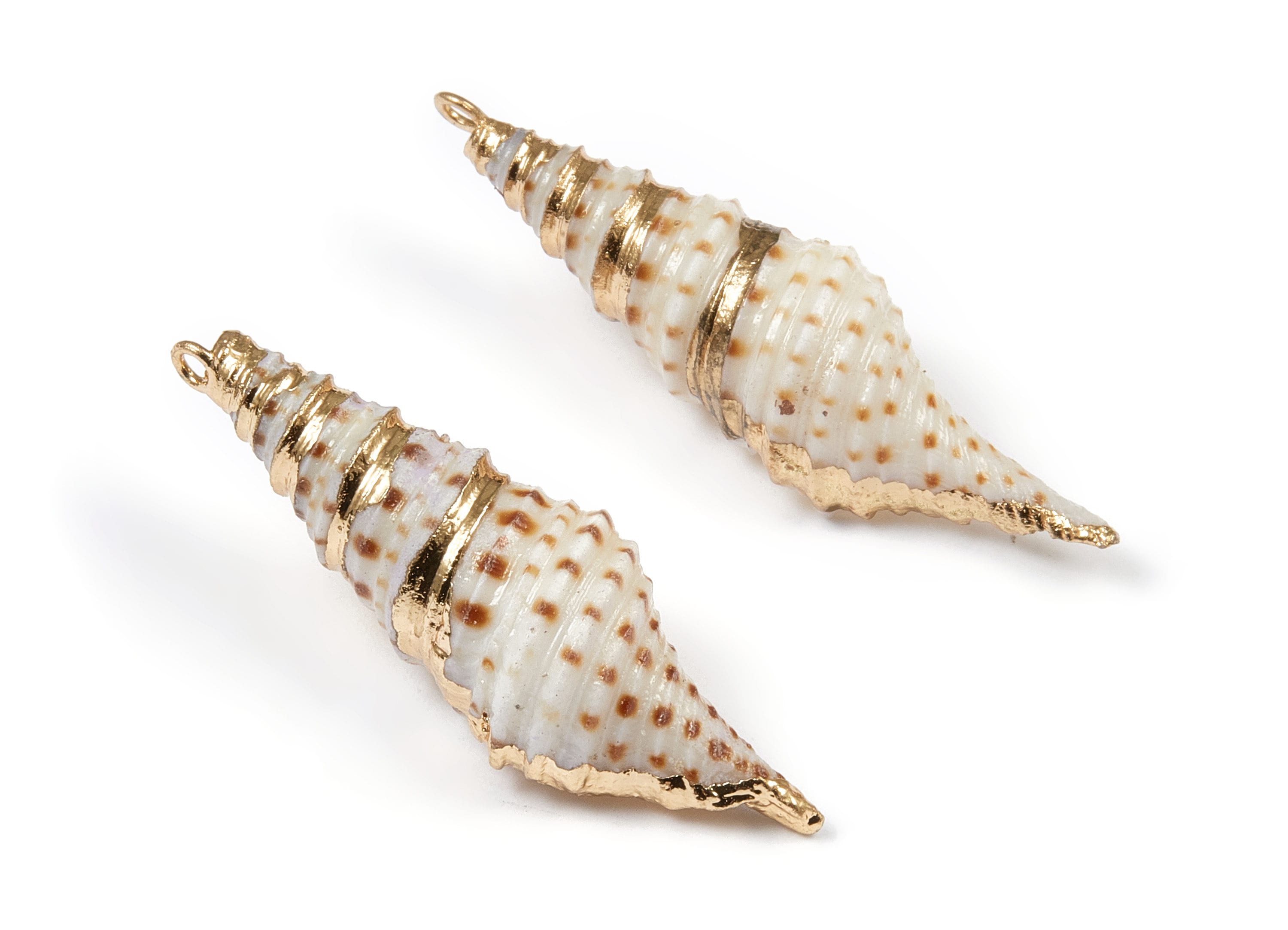 Turritella Terebra Shell Charms - Turritella Terebra Seashell Pendant - Natural Seashell Earrings - 1 Hole - 30x21.18x18.79mm - SF1024 - DOMEDBAZAAR
