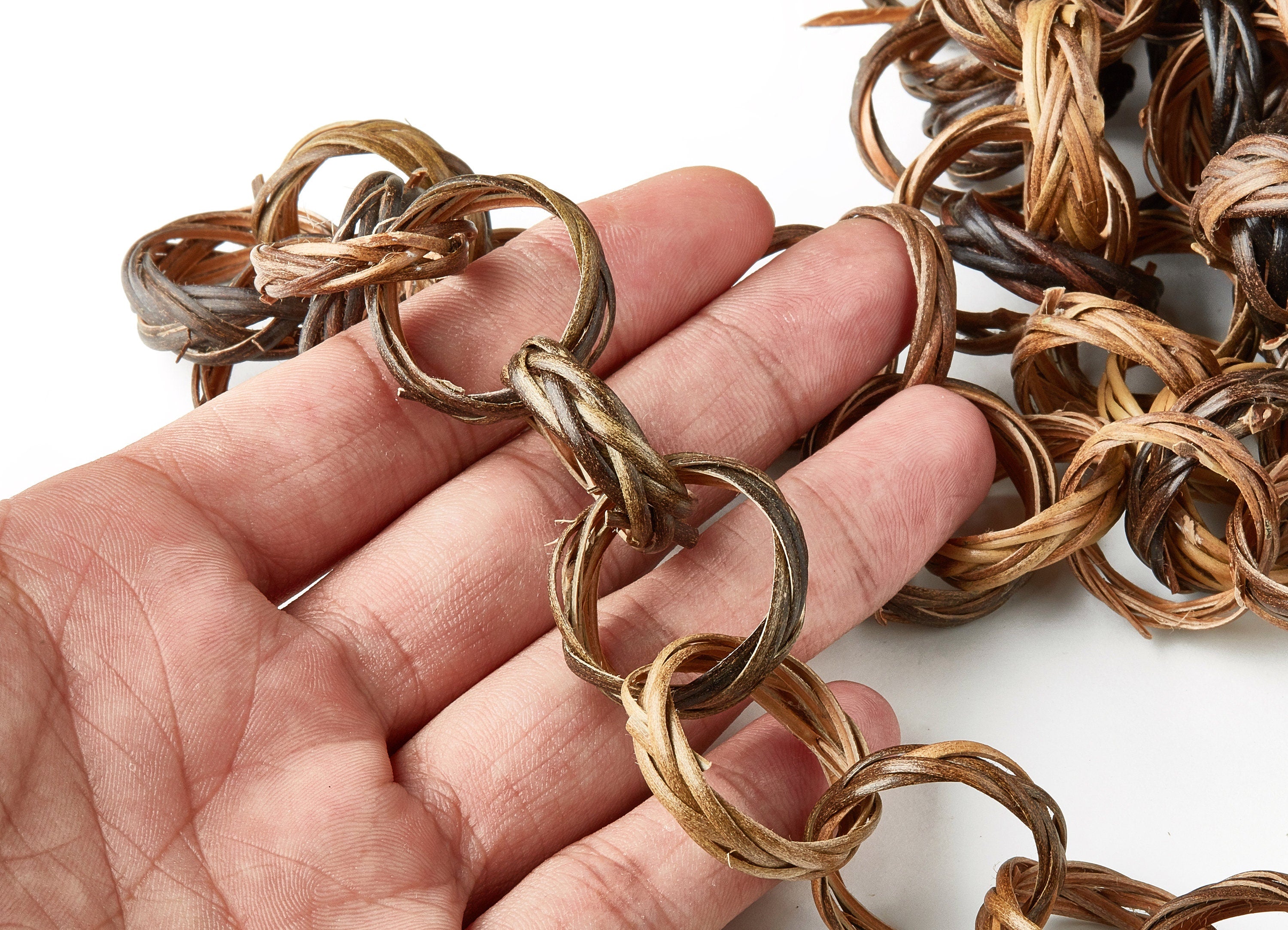 Rattan Rolo Chain - Woven Chain - Handwoven Rattan Chain - Round Rolo Chain - Jewelry Handmade - 0.96&quot; x 0.96&quot; x 0.26&quot; - RT1226 - DOMEDBAZAAR