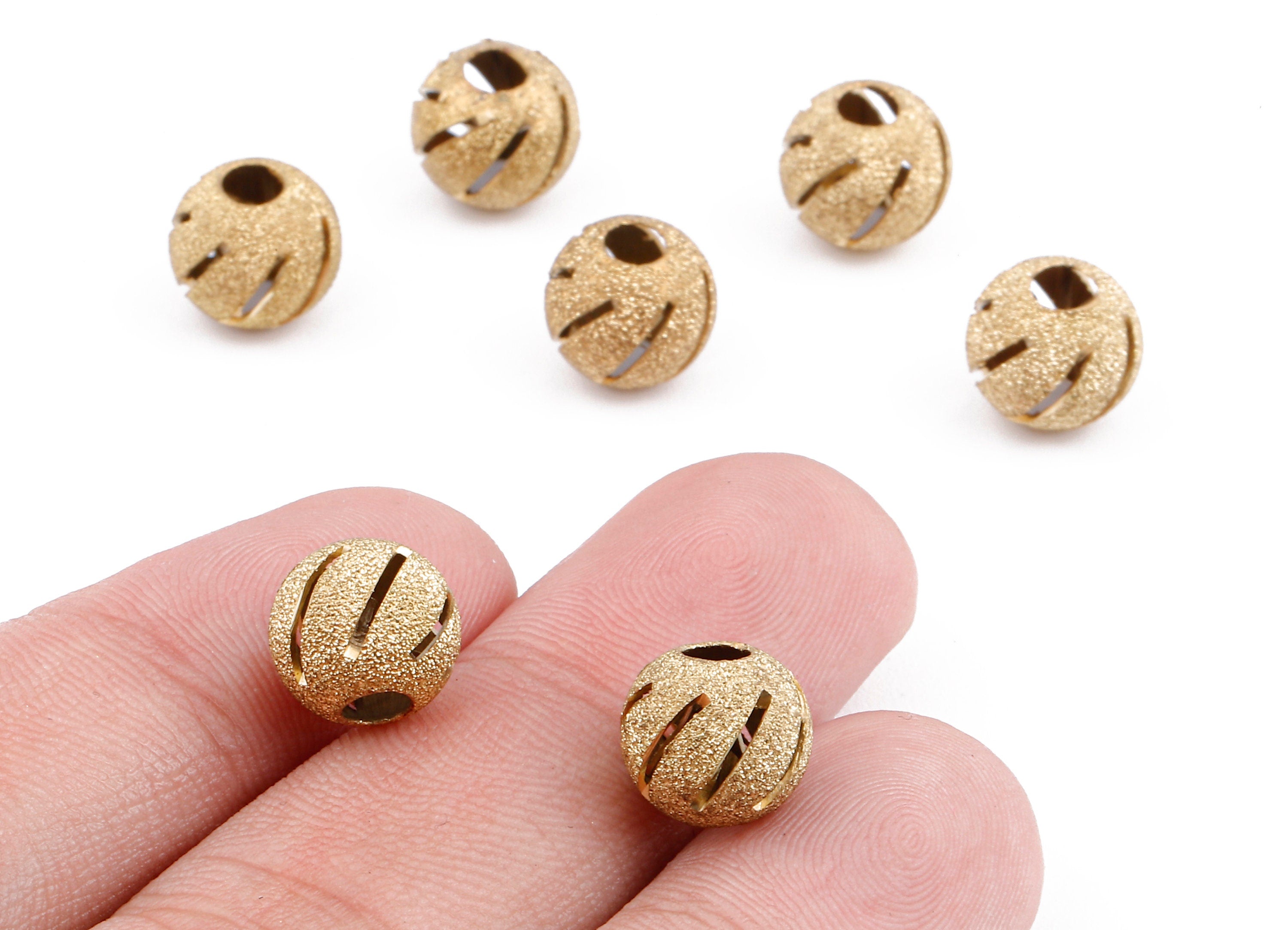 Brass Spacer Ball Beads - Raw Brass Spacer Ball Beads - Necklace Beads - Earring Findings - Jewelry Supplies - 10.12x9mm - PP2343 - DOMEDBAZAAR