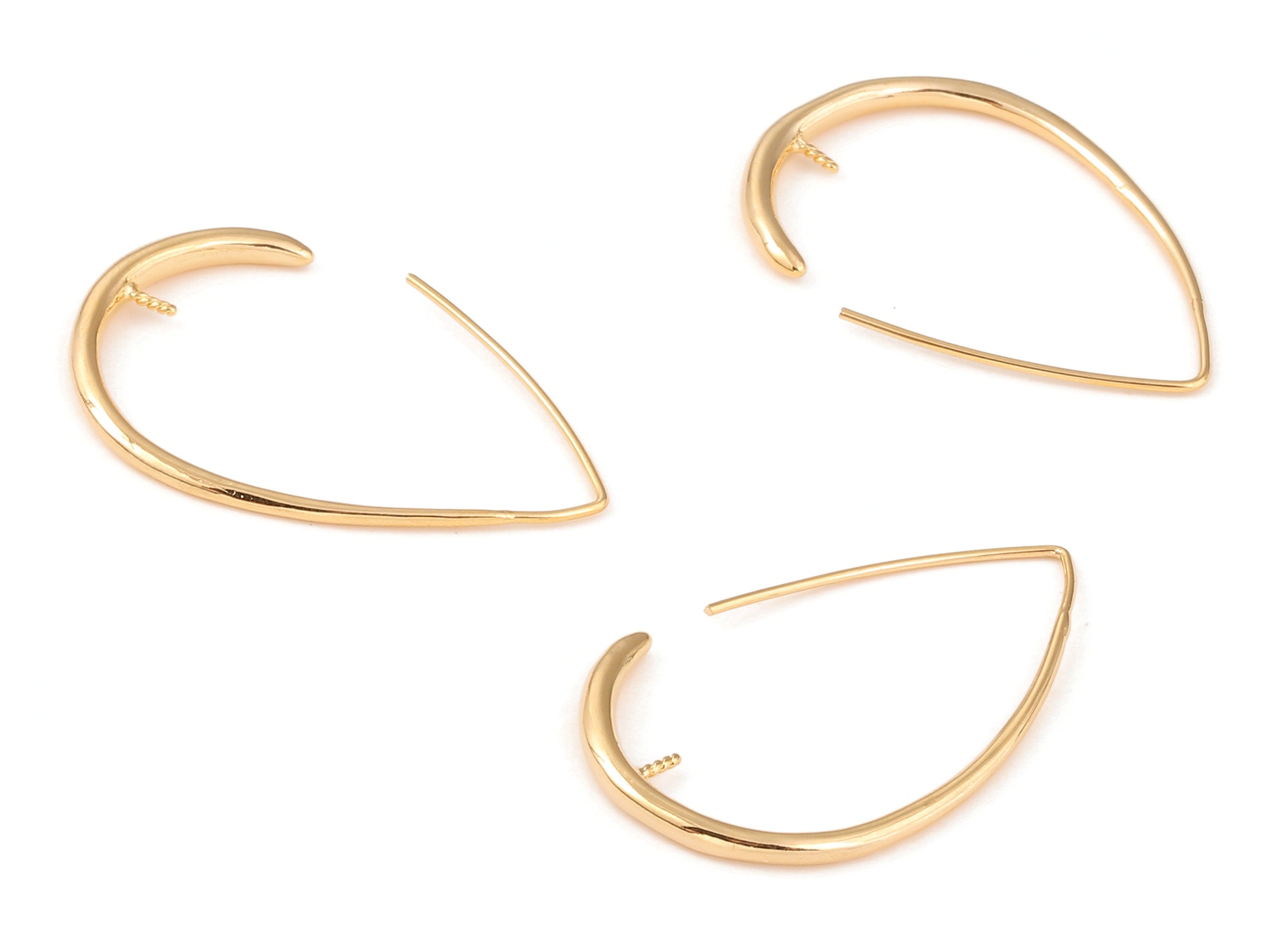 Brass Drop Earing Post - Brass Drop Earring Stud - 18K Real Gold Plated Brass - Jewelry Supplies - 36.41x25.57x2.71mm - RGP1063 - DOMEDBAZAAR