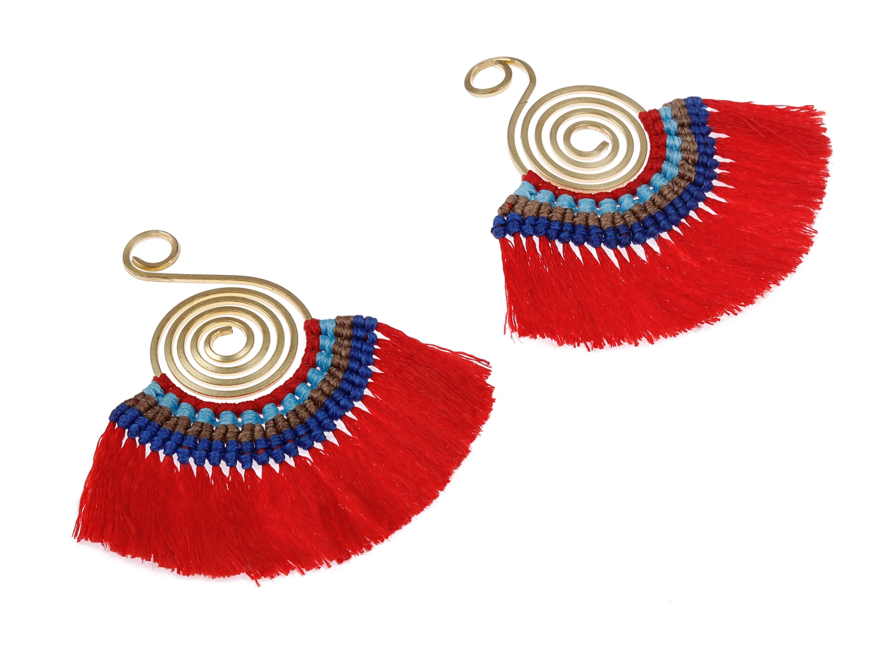 Fan Tassel Earring Charms with Brass - Tassel earring pendant - Fan Earrings Accessories - Jewelry Supplies - 81x69.19x3.34mm - TS1112 - DOMEDBAZAAR
