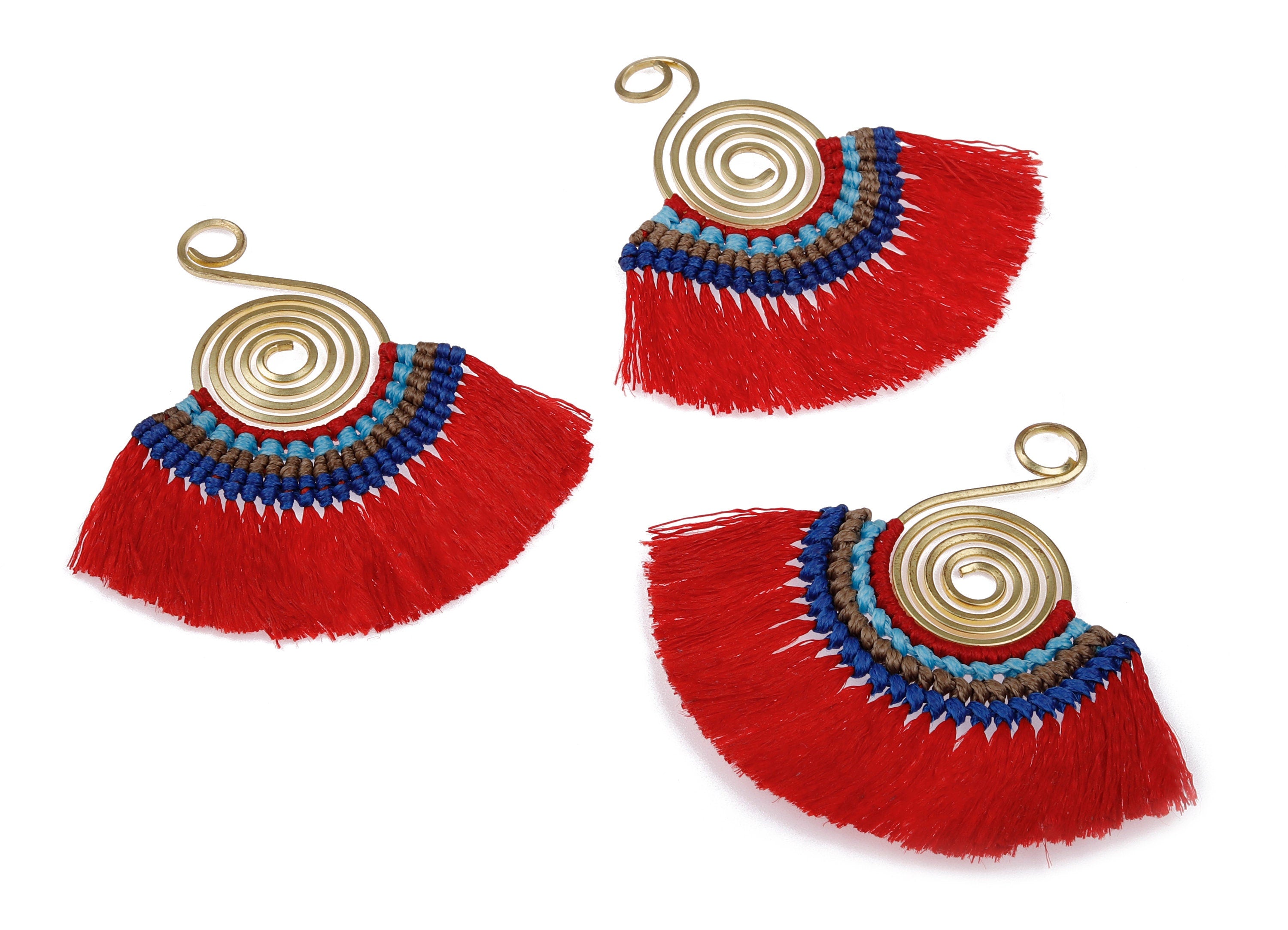 Fan Tassel Earring Charms with Brass - Tassel earring pendant - Fan Earrings Accessories - Jewelry Supplies - 81x69.19x3.34mm - TS1112 - DOMEDBAZAAR