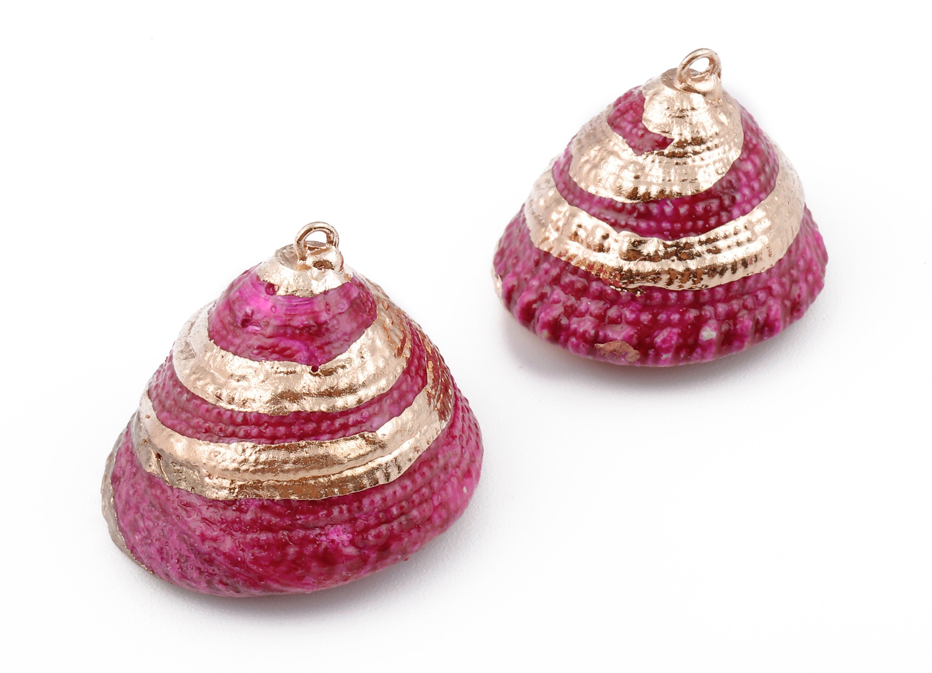 Cone Seashell Charms - Whelk Seashell Pendant - Natural Seashell Earrings - 1 Hole - 25.43x23.33mm - SF1128D - DOMEDBAZAAR