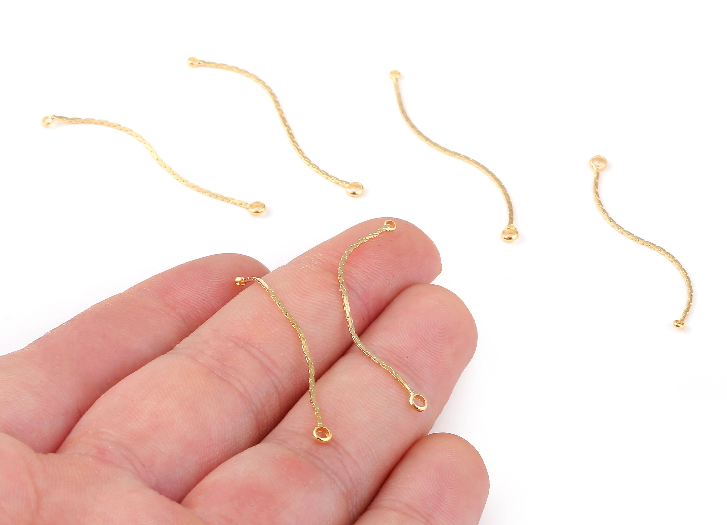 Brass Chain Connector - 18k Gold Plated Brass Earring Chain Connectors - Chain Earring Findings - Jewelry Supplies - 42.79xmm  - RGP1177 - DOMEDBAZAAR