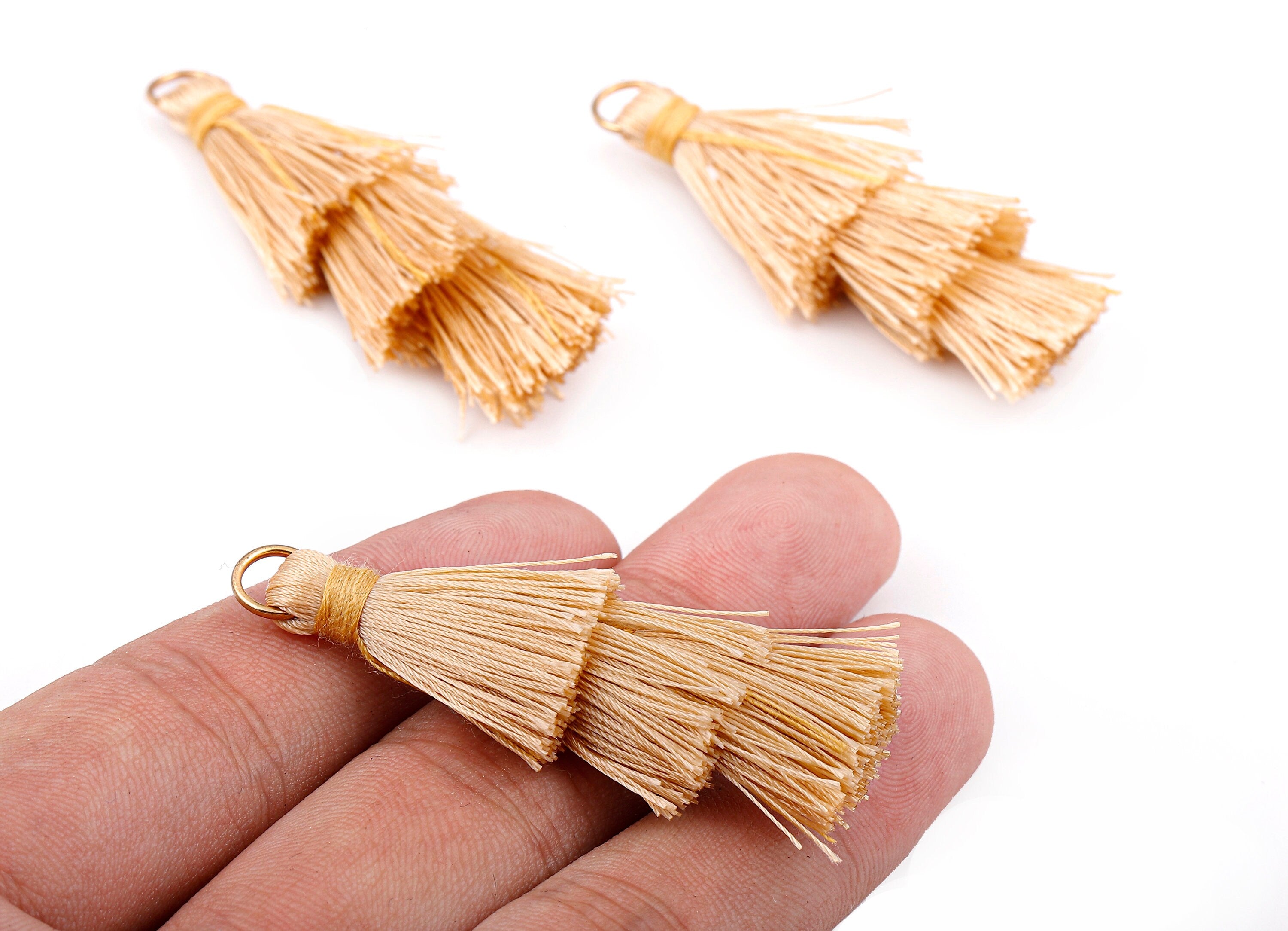 3 Layers Tassel Charms - Tiered Tassel Earrings - Tassels with Iron Jump Ring - TassACels for Earrings and Key Chain - 72.27x13.7mm - TS1053 - DOMEDBAZAAR