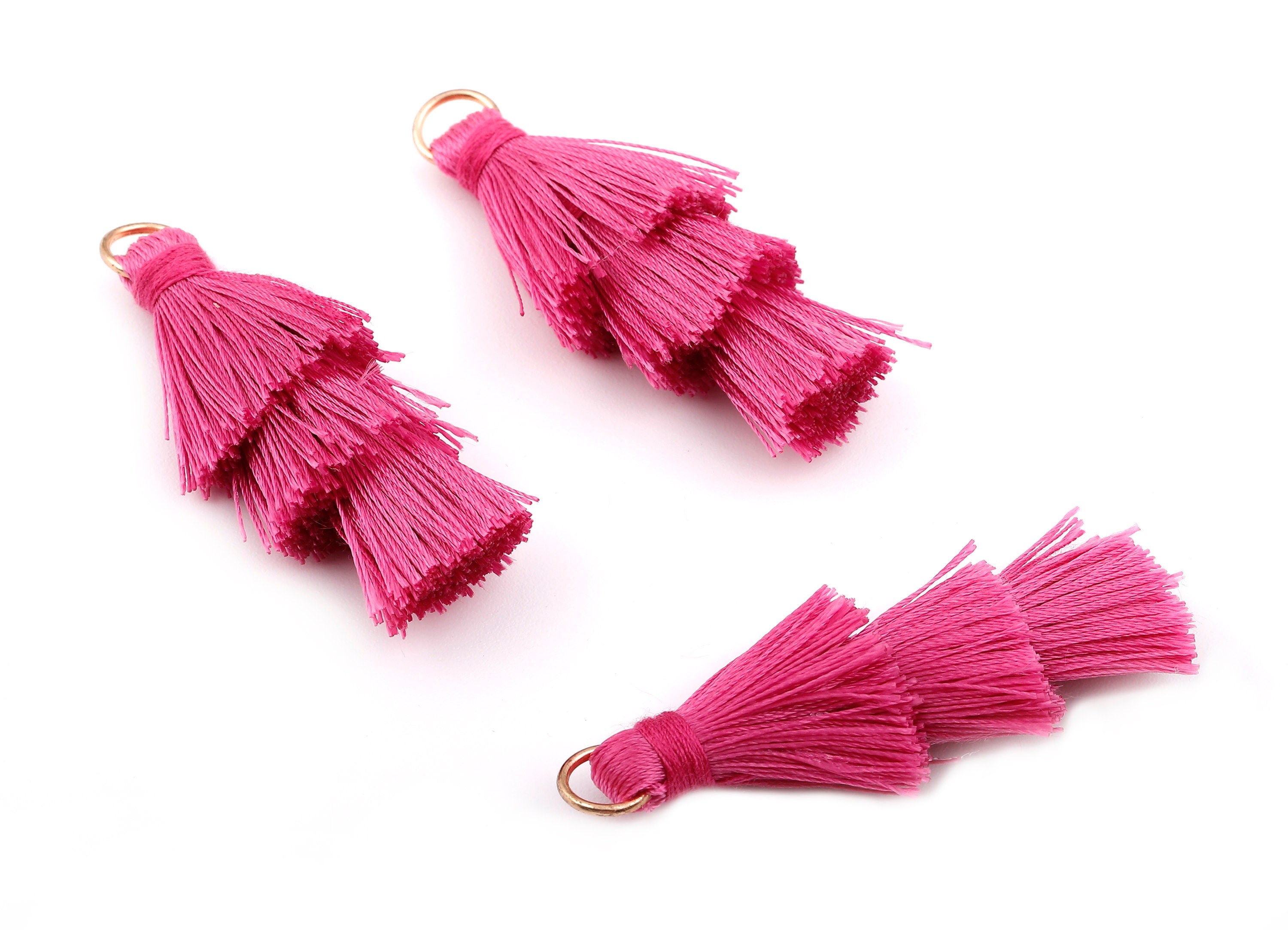 3 Layers Tassel Charms - Tiered Tassel Earrings - Tassels with Iron Jump Ring - TassACels for Earrings and Key Chain - 72.27x13.7mm - TS1058 - DOMEDBAZAAR