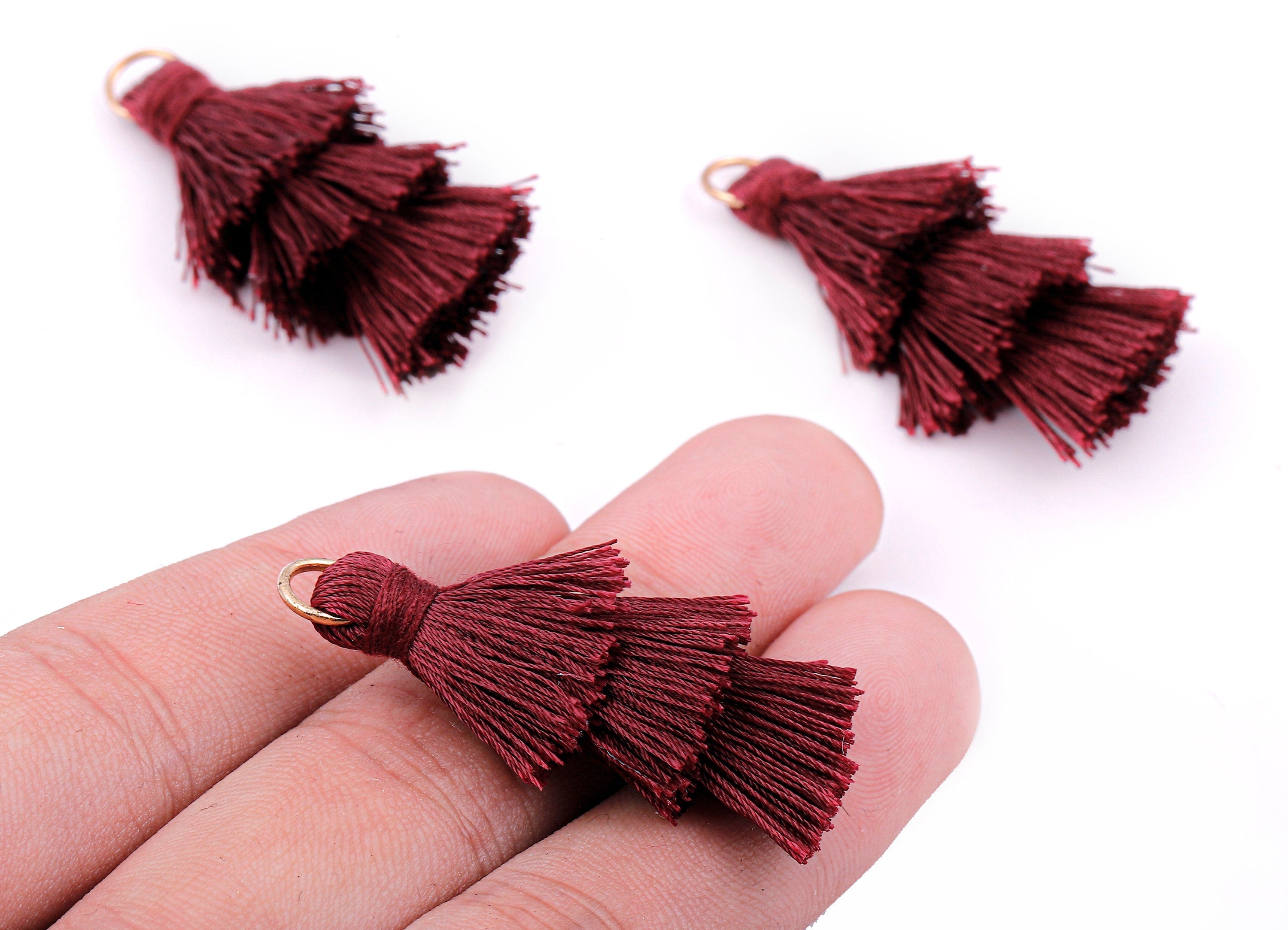 3 Layers Tassel Charms - Tiered Tassel Earrings - Tassels with Iron Jump Ring - TassACels for Earrings and Key Chain - 72.27x13.7mm - TS1061 - DOMEDBAZAAR