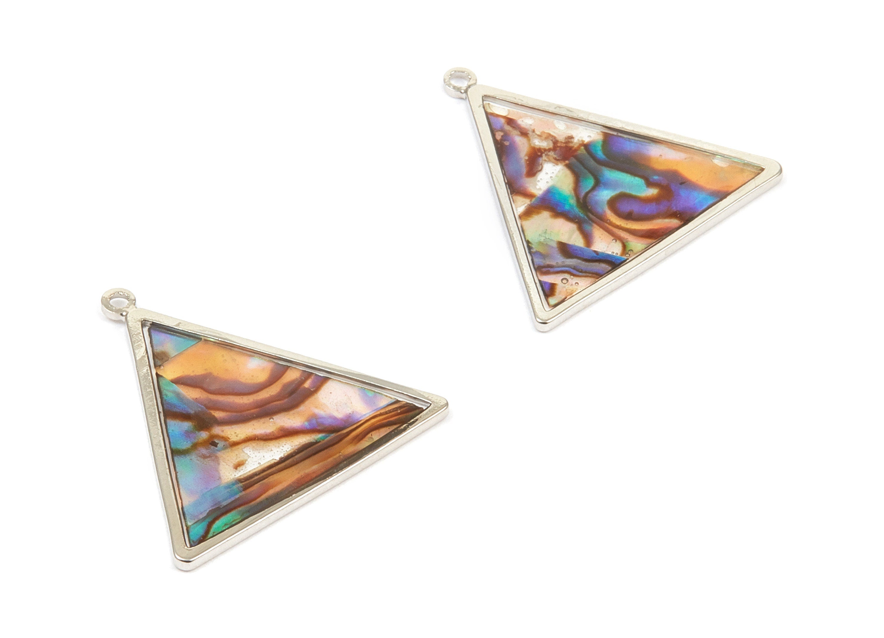 Abalone Shell Triangle Charms - Natural Abalone Shell Triangle Earrings - Abalone Shell Necklace Pendant - 24.65x24.14x1.19mm - SF1113 - DOMEDBAZAAR