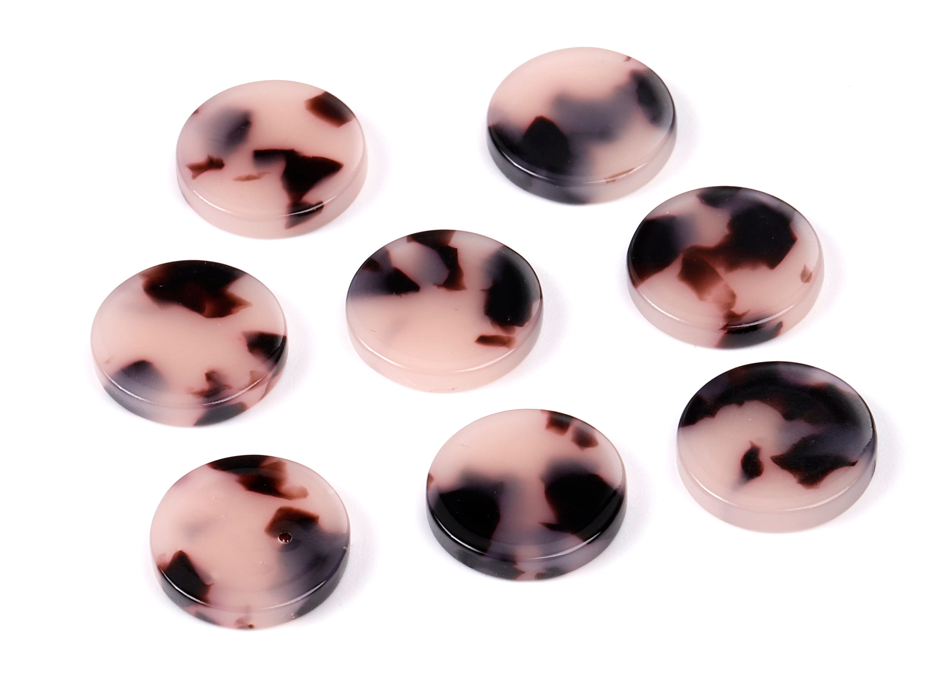 Acetate Round Charms - Blonde Tortoise Shell Earrings - Round Earrings and Pendant - Color Code: A06 - 14.65x14.65x2.47mm - AC1702-A06 - DOMEDBAZAAR