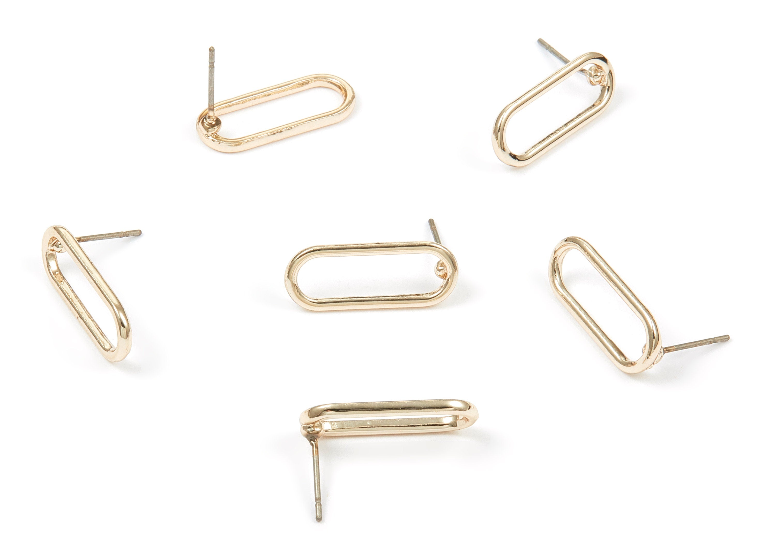 Alloy Oval Earring Stud - Zinc Alloy Oval Earring Post - Gold Tone Plated - Earring Finding - Jewelry Supplies - 20.02x8.17x1.65mm -  ZZ1349 - DOMEDBAZAAR