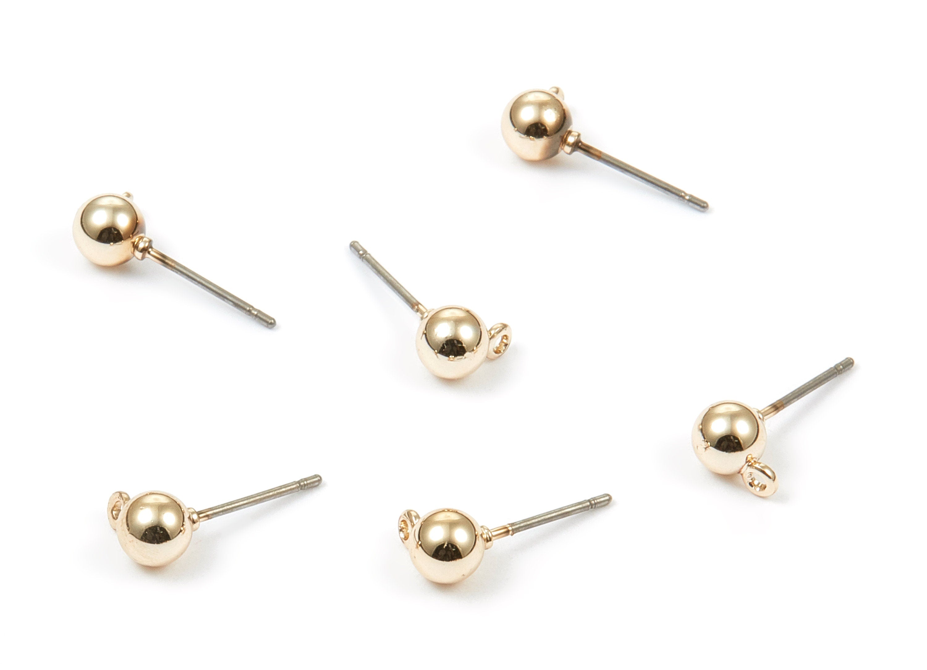 Alloy Ball Earring Stud - Zinc Alloy Ball Earring Post - Gold Tone Plated - Earring Findings - Jewelry Supplies - 15.78x7.43mm - ZZ1335 - DOMEDBAZAAR
