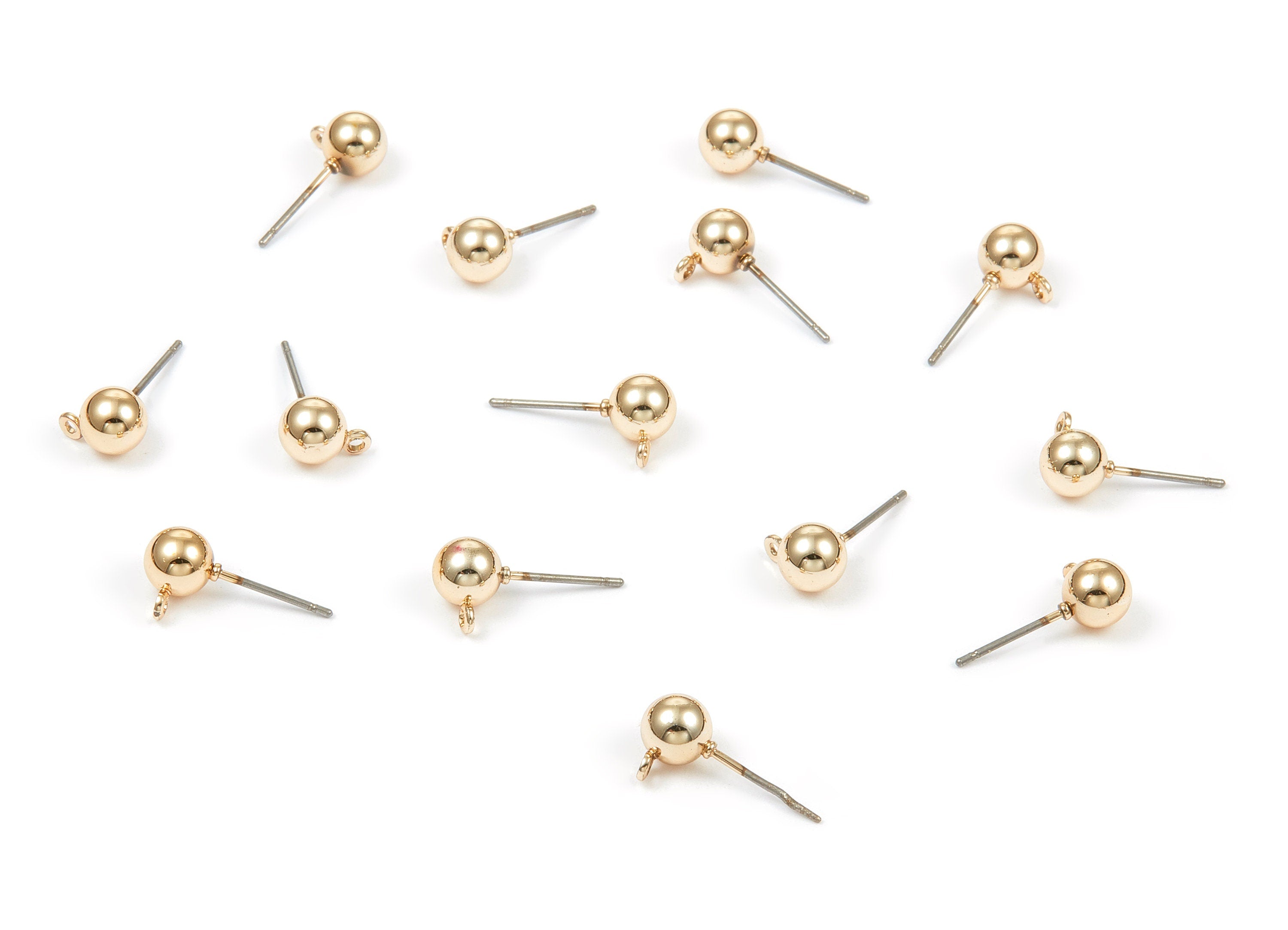 Alloy Ball Earring Stud - Zinc Alloy Ball Earring Post - Gold Tone Plated - Earring Findings - Jewelry Supplies - 8.47x6.03mm - ZZ1348 - DOMEDBAZAAR