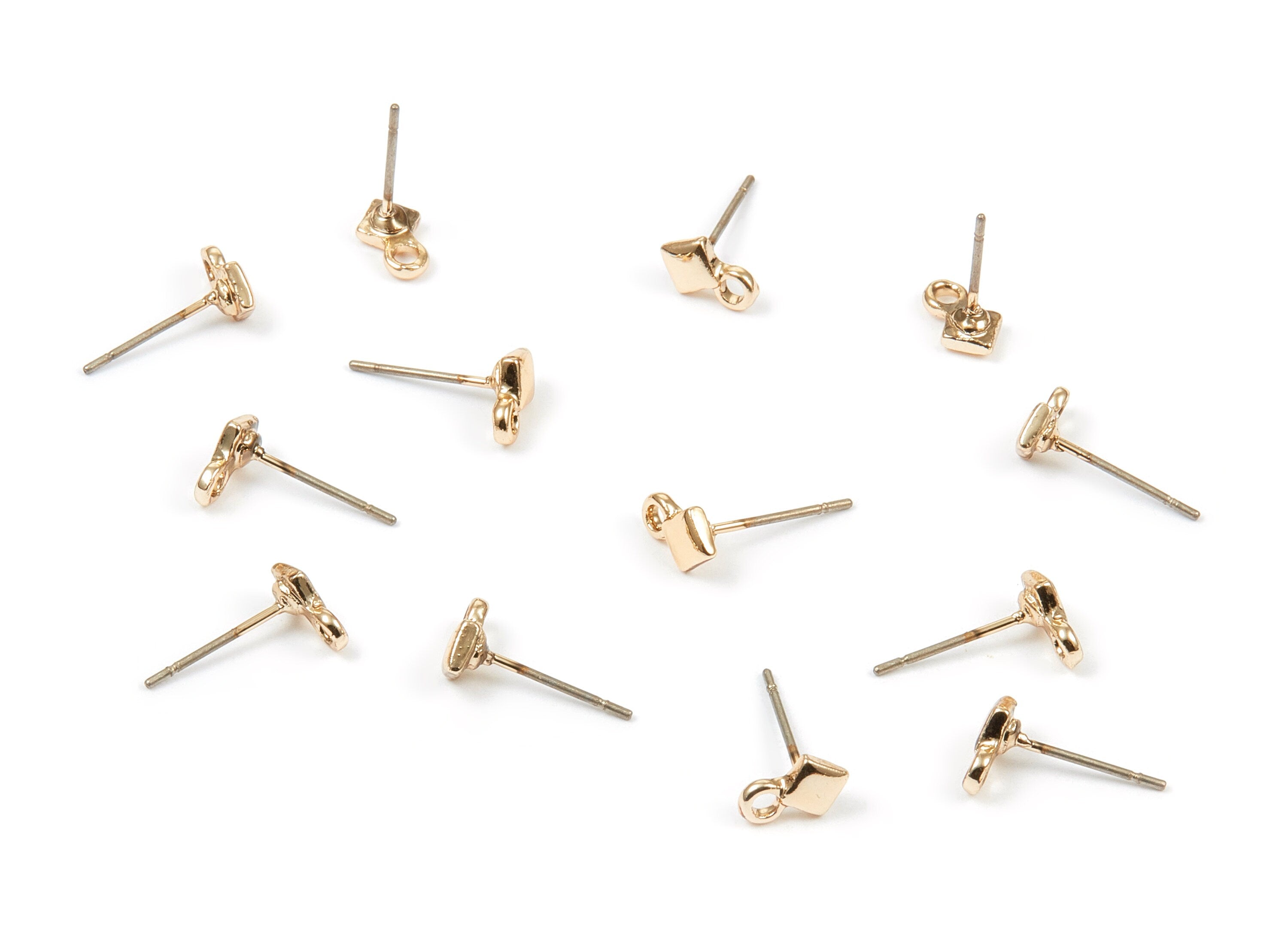 Alloy Square Earring Stud - Zinc Alloy Square Earring Post - Gold Tone Plated - Earring Findings - 13.73x7.72x1.4mm - ZZ1330 - DOMEDBAZAAR