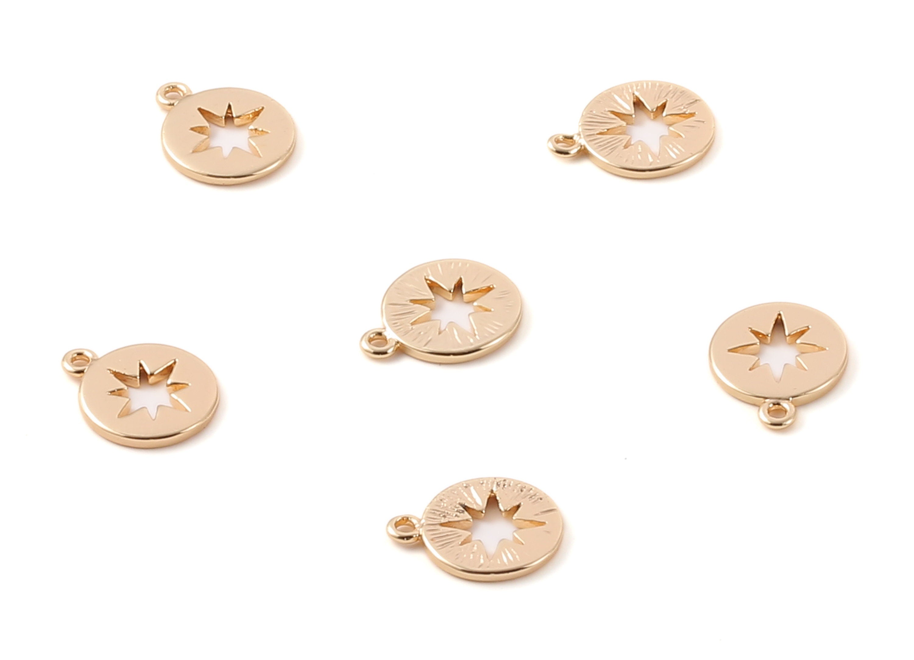 Brass Star Earring Charms - Brass Star Earring Pendant - 18K Real Gold Plated Brass - Jewelry Supplies - 11.68x9.42x1.04mm - RGP1079 - DOMEDBAZAAR