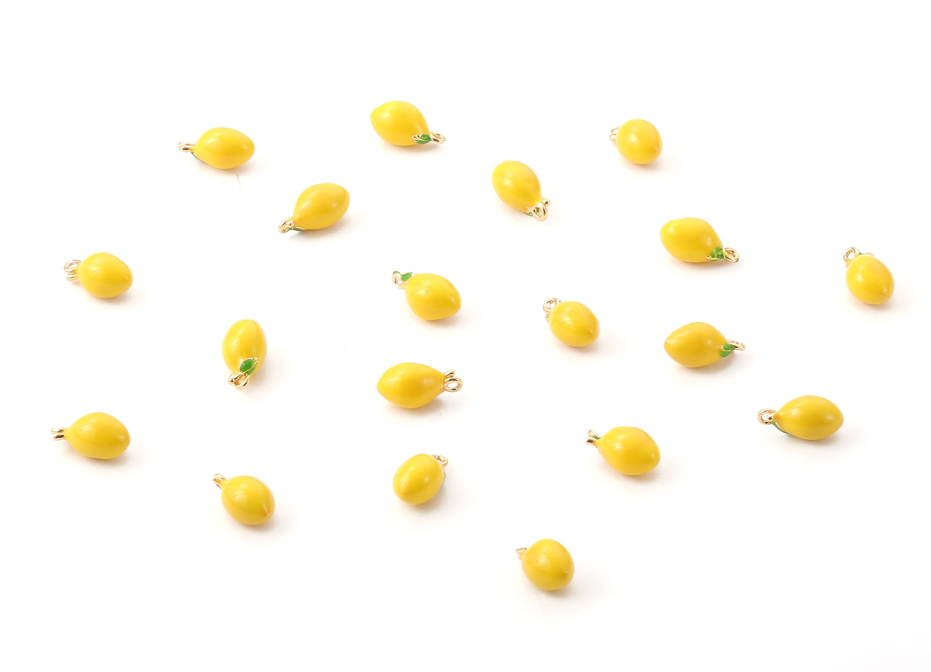 Brass Lemon Earring Charms - Brass Lemon Earring Pendant - 18K Real Gold Plated Brass - Jewelry Supplies - 12.87x7mm - RGP1135 - DOMEDBAZAAR