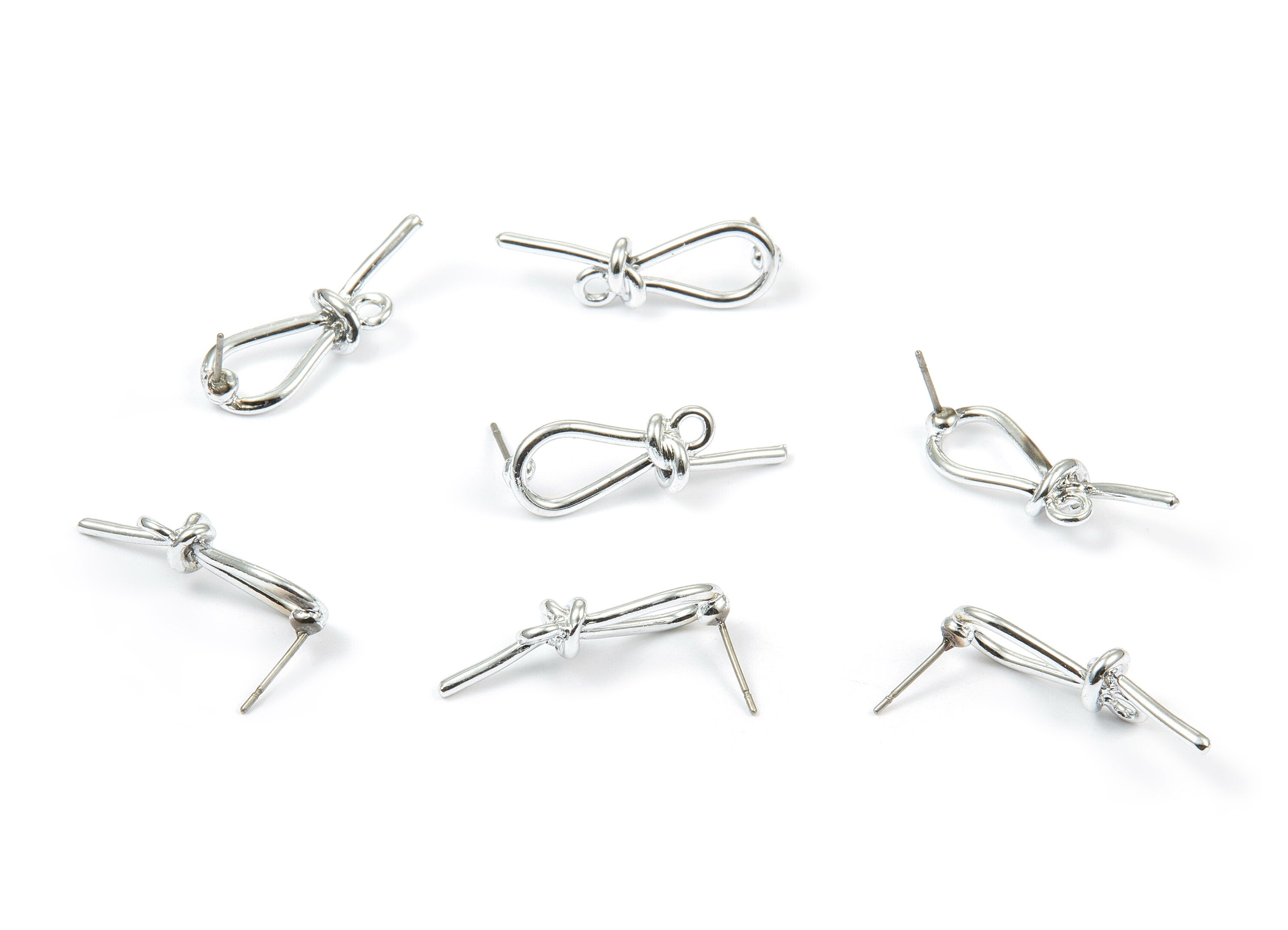 Alloy Bow Earring Stud - Zinc Alloy Bow Earring Post - Silver Tone Plated - Earring Findings - Jewelry Supplies - 28.88x9.52mm - ZZ1351 - DOMEDBAZAAR