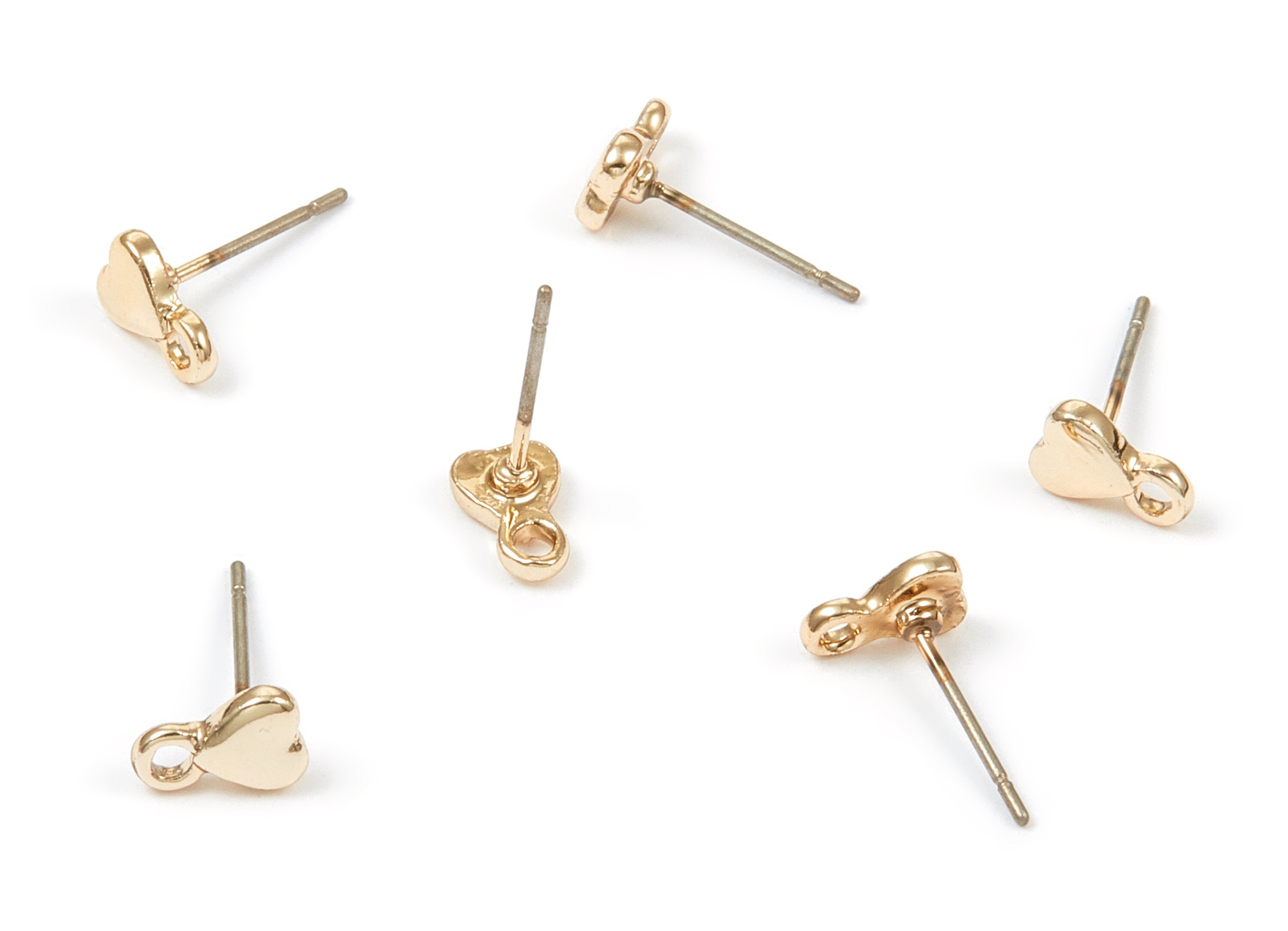 Alloy Heart Earring Stud - Zinc Alloy Heart Earring Post - Gold Tone Plated - Earring Findings - Jewelry Supplies -13.74x7.58mm - ZZ1337 - DOMEDBAZAAR