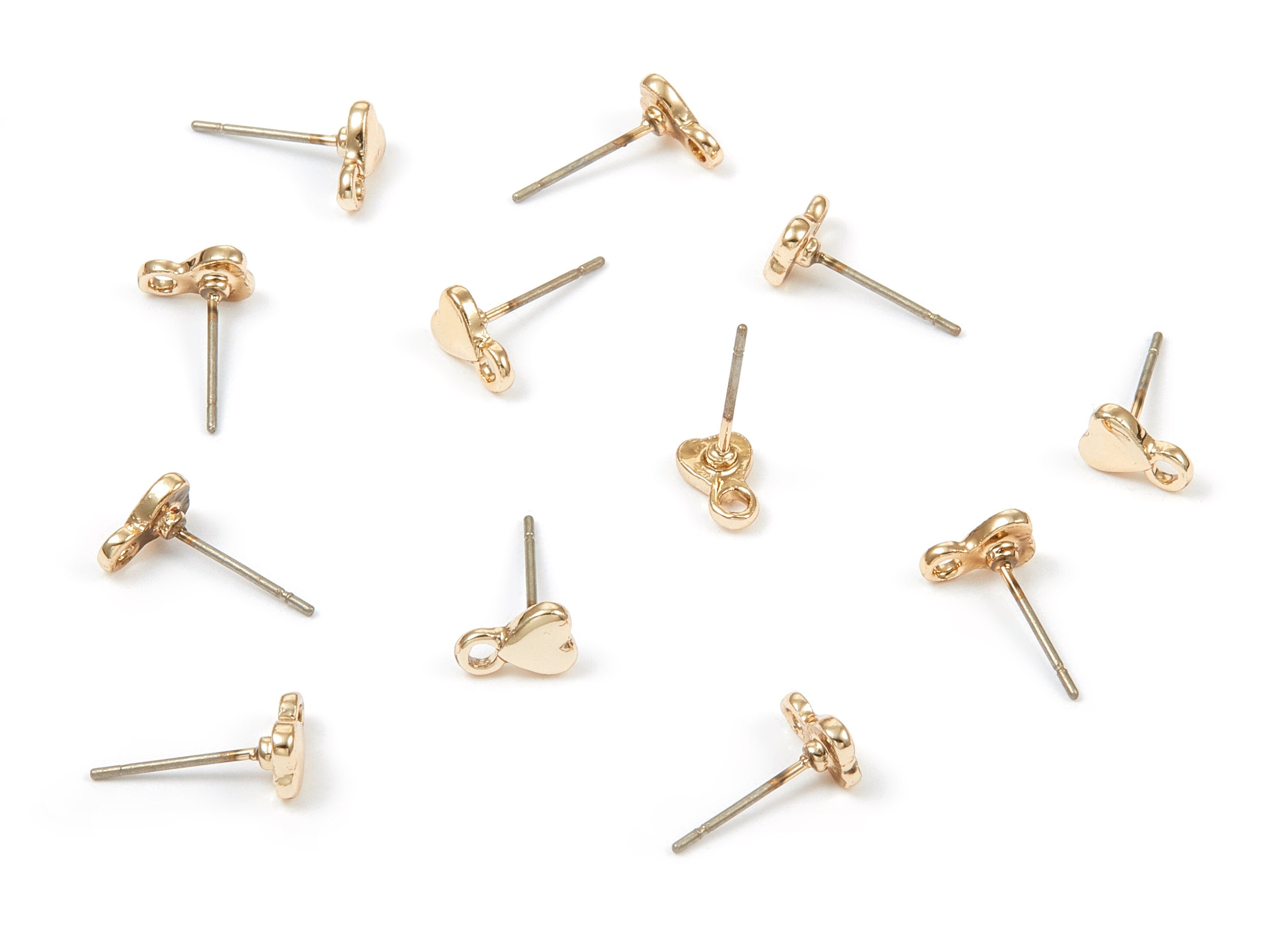 Alloy Heart Earring Stud - Zinc Alloy Heart Earring Post - Gold Tone Plated - Earring Findings - Jewelry Supplies -13.74x7.58mm - ZZ1337 - DOMEDBAZAAR