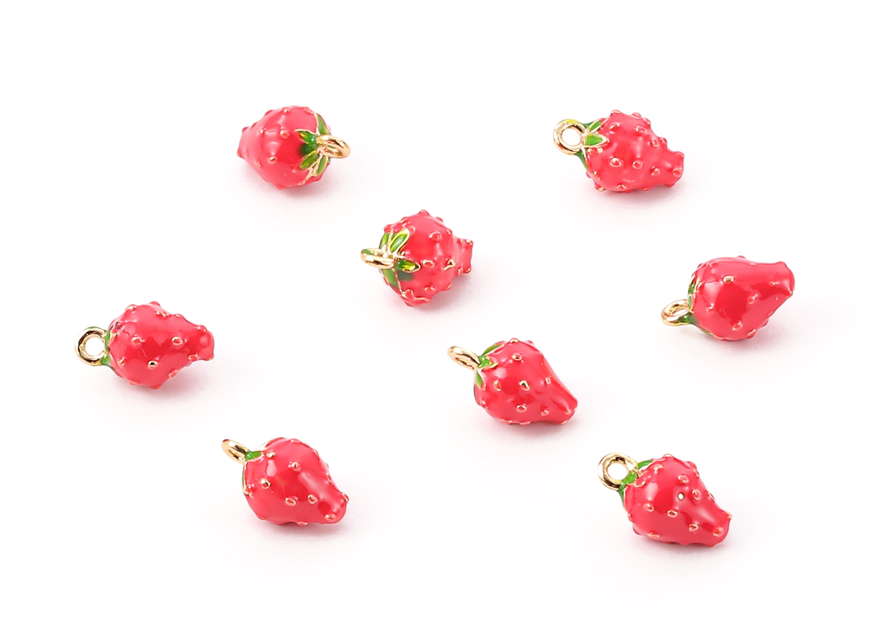 Brass Strawberry Earring Charms - Brass Strawberry Earring Pendant - 18K Real Gold Plated Brass - Jewelry Supplies - 11.42x6.83mm - RGP1151 - DOMEDBAZAAR