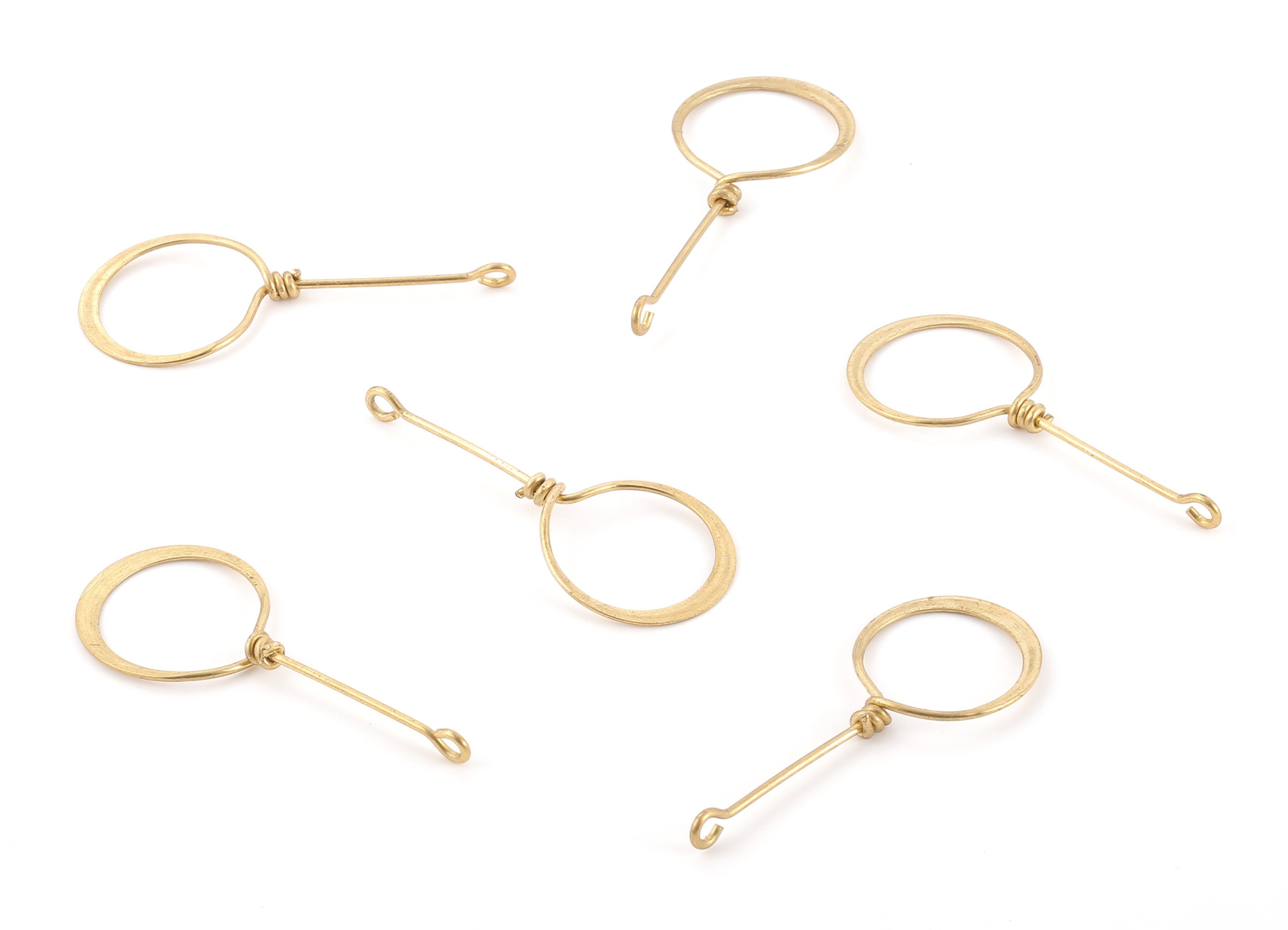 Brass Earring Circle Wire - Raw Brass Earring Circle Wire Pendant - Jewelry Supplies - 46.43x19.35mm - PP2352 - DOMEDBAZAAR