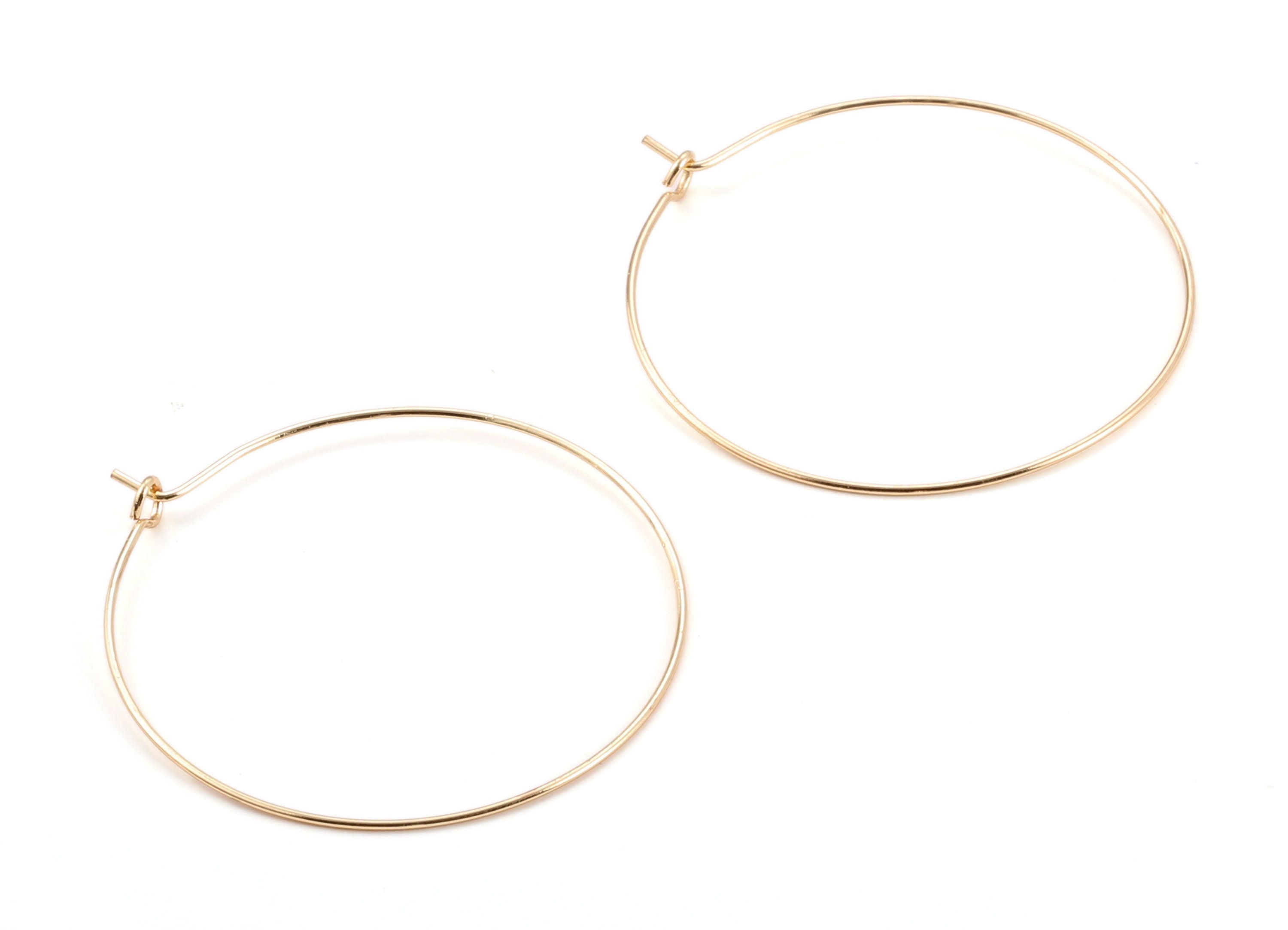 Brass Earring Circle Hoops - Brass Earring Circle Ear Wire - 18K Real Gold Plated Brass - Jewelry Supplies - 45.27x40.89x0.7mm - RGP1203 - DOMEDBAZAAR