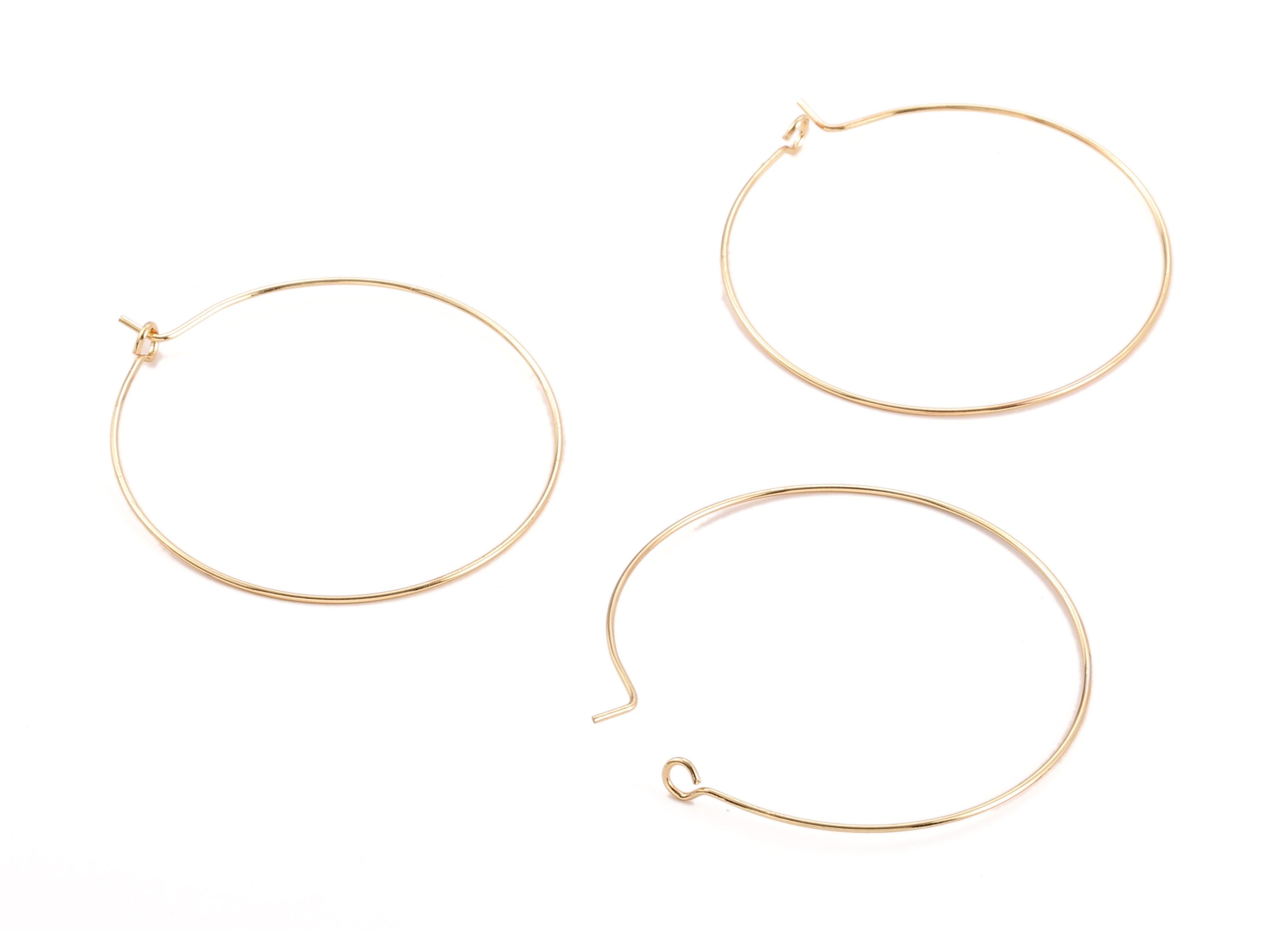 Brass Earring Circle Hoops - Brass Earring Circle Ear Wire - 18K Real Gold Plated Brass - Jewelry Supplies - 45.27x40.89x0.7mm - RGP1203 - DOMEDBAZAAR