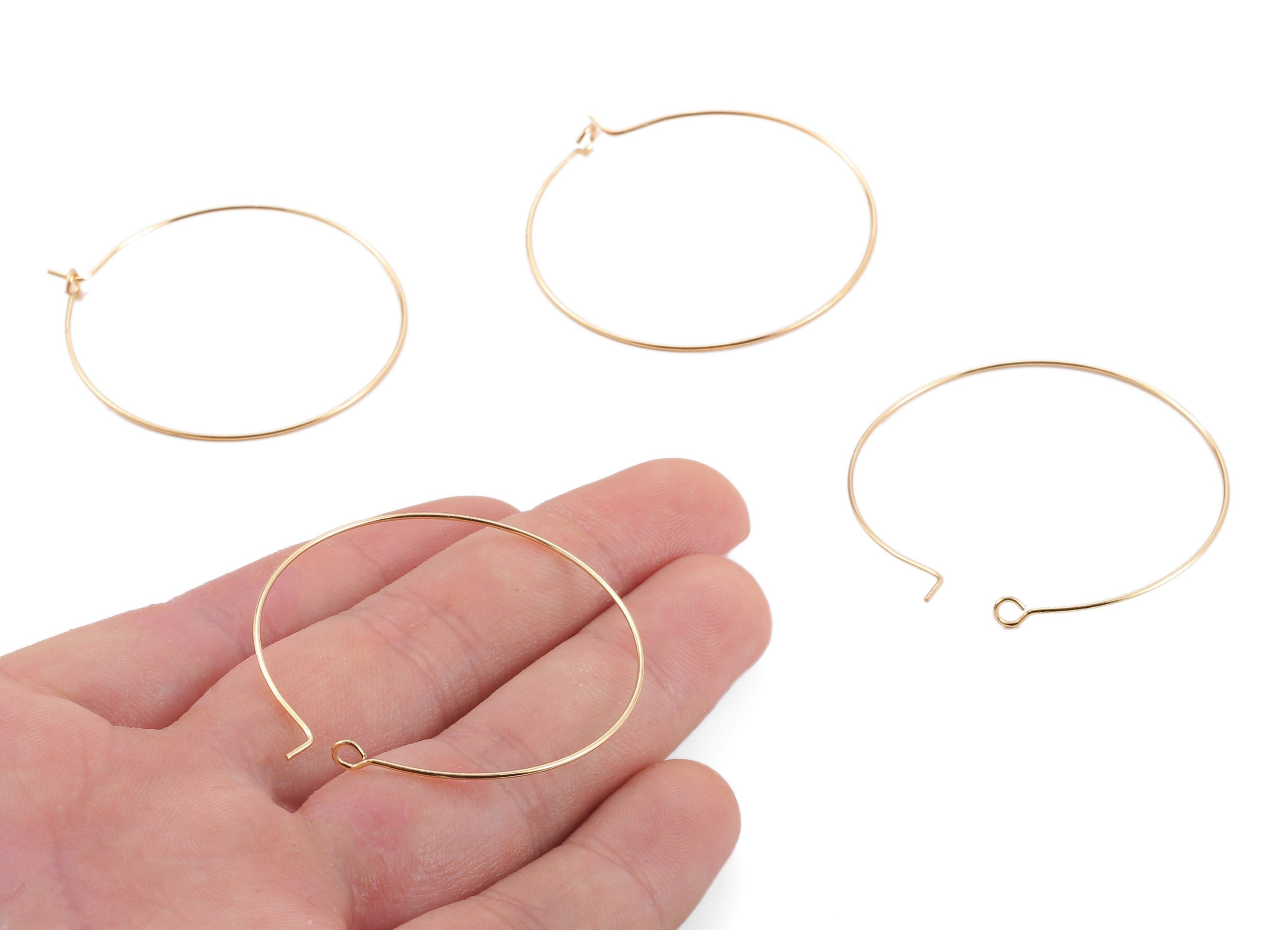 Brass Earring Circle Hoops - Brass Earring Circle Ear Wire - 18K Real Gold Plated Brass - Jewelry Supplies - 45.27x40.89x0.7mm - RGP1203 - DOMEDBAZAAR