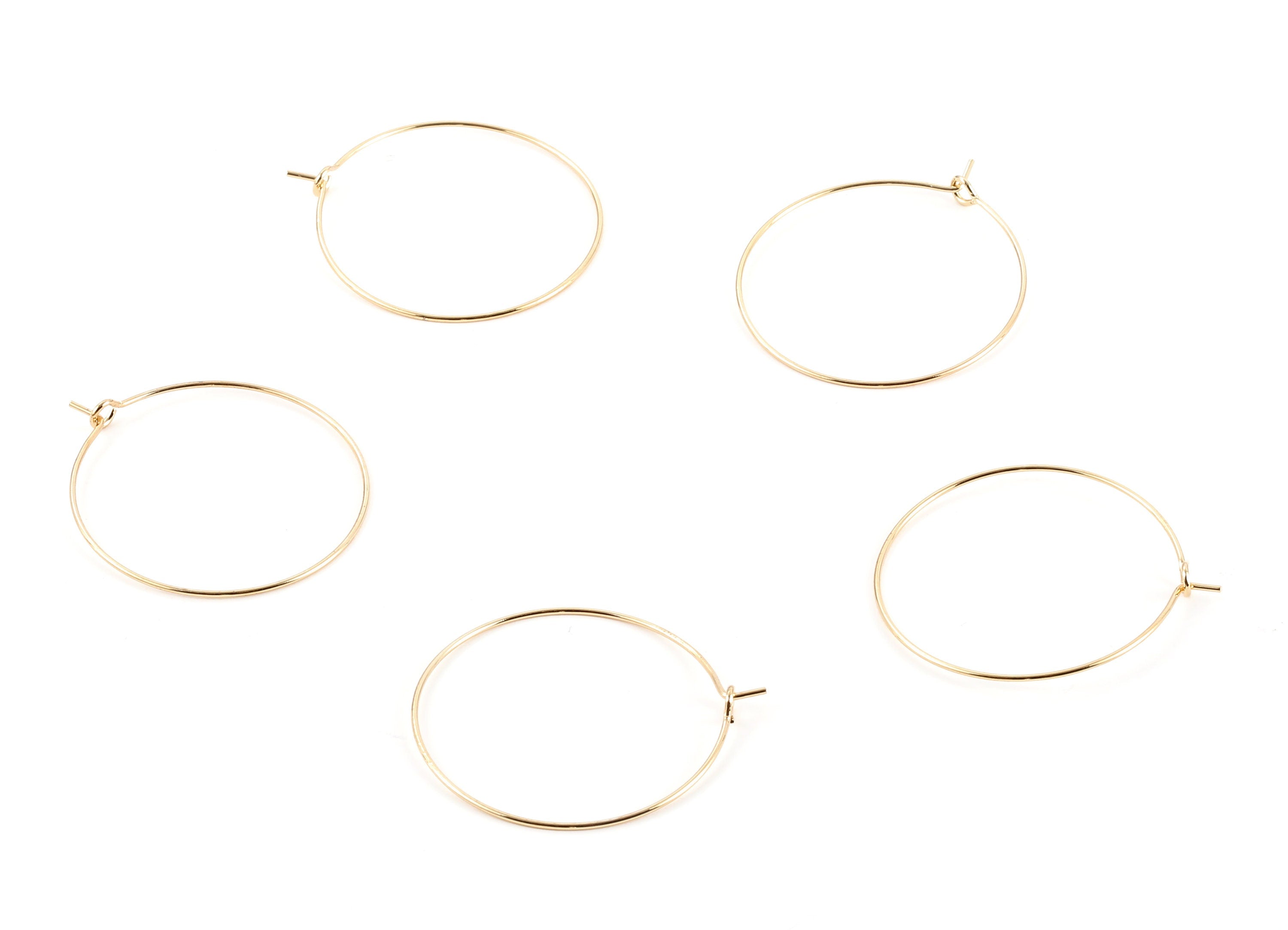 Brass Earring Circle Hoops - Brass Earring Circles Ear Wire - 18K Real Gold Plated Brass - Jewelry Supplies - 33.69x30x0.7mm - RGP1202 - DOMEDBAZAAR