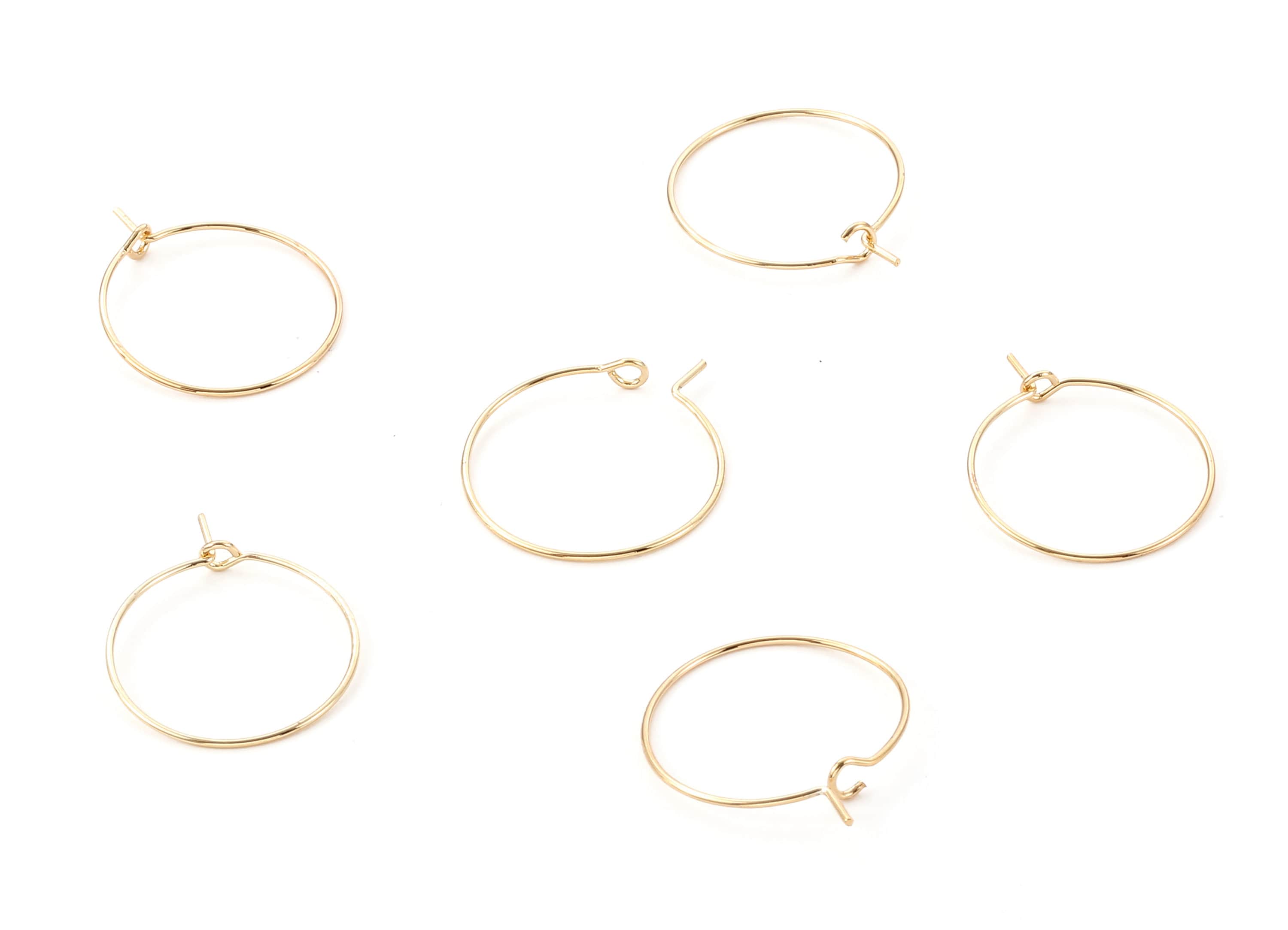 Brass Earring Circle Hoops - Brass Earring Circles Ear Wire - 18K Real Gold Plated Brass - Jewelry Supplies - 24.98x20.27x0.73mm - RGP1204 - DOMEDBAZAAR