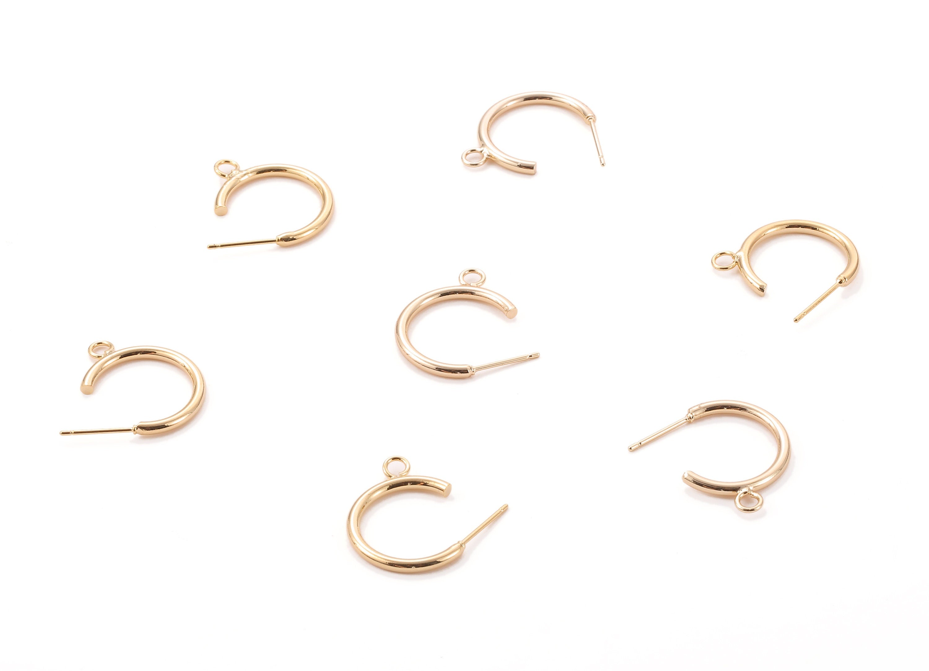 Brass Earring C Ear Wire - Brass C Earring Post and C Earring Stud - 18K Real Gold Plated Brass Stud - 23.73x23.04x2.03mm - RGP1185 - DOMEDBAZAAR
