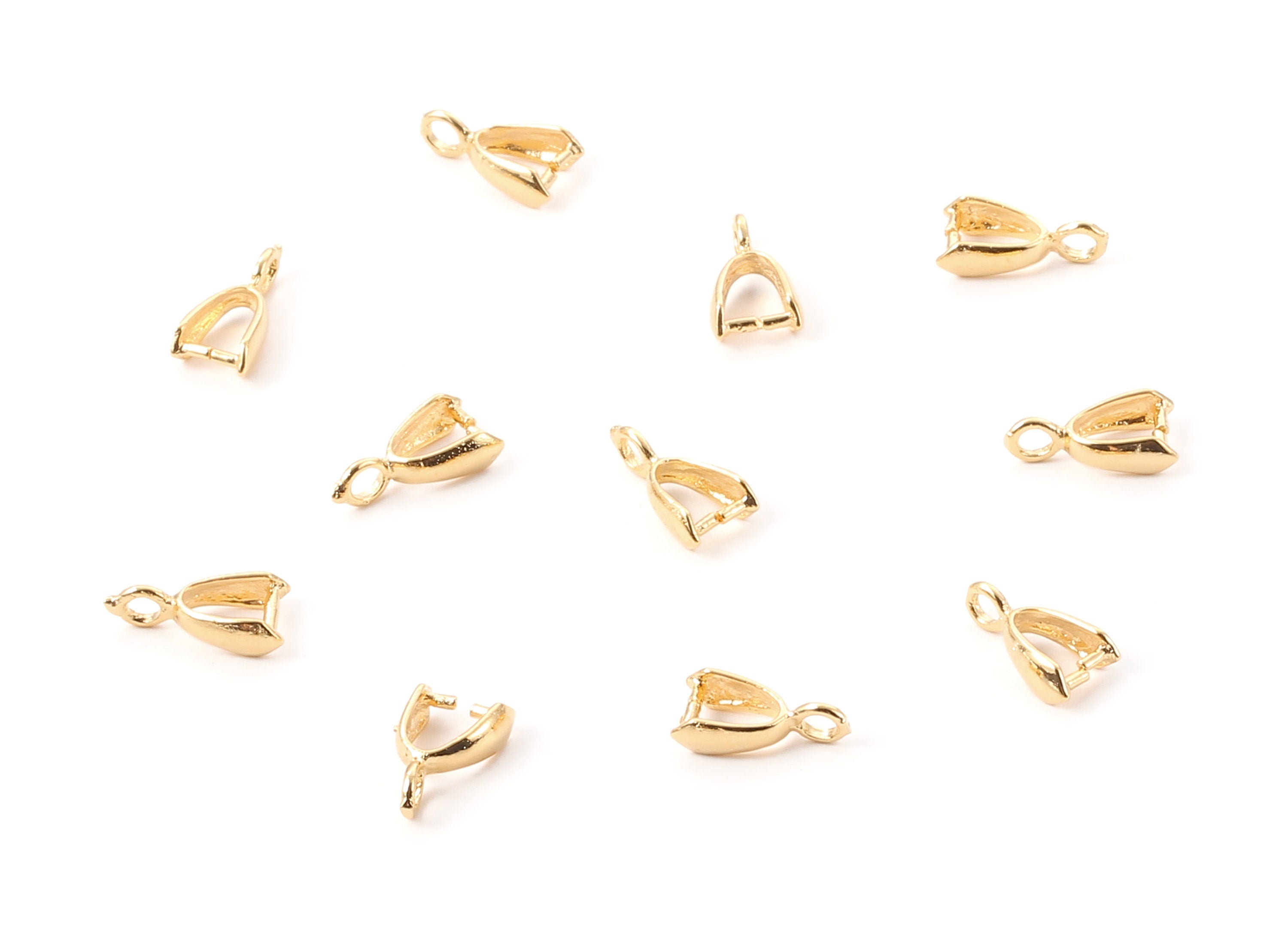 Brass Pinch Bail Holder Earring Charms - Brass Pinch Bail Holder Earring Pendant - 18K Real Gold Plated Brass - 10.98x5.8mm - RGP1168 - DOMEDBAZAAR