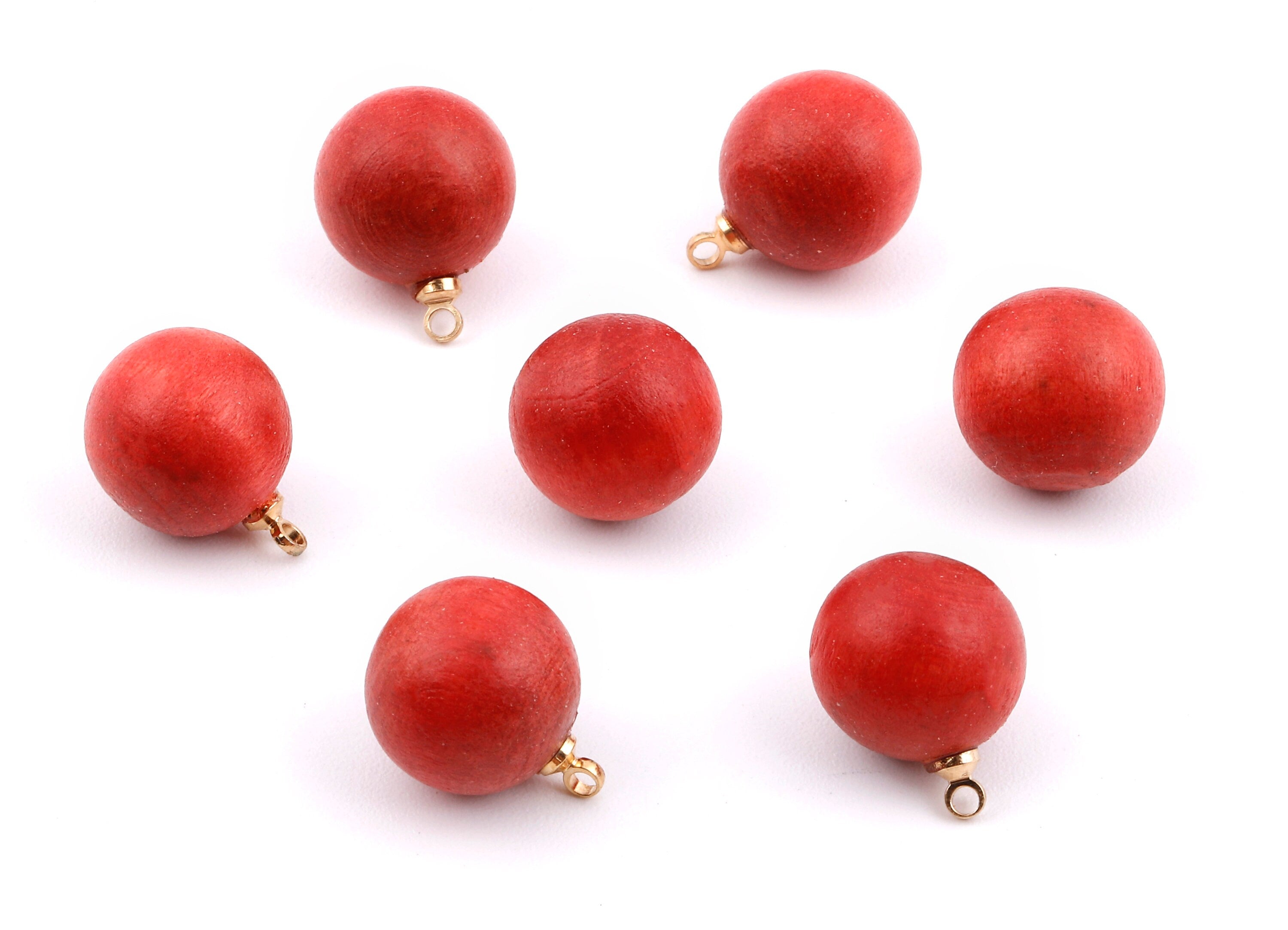 Wooden Ball Charms - Wooden Ball Pendant - Natural Wood Ball Earring Pendant - Wooden Beads with Alloy - 14.88x11.79mm - BB1075 - DOMEDBAZAAR