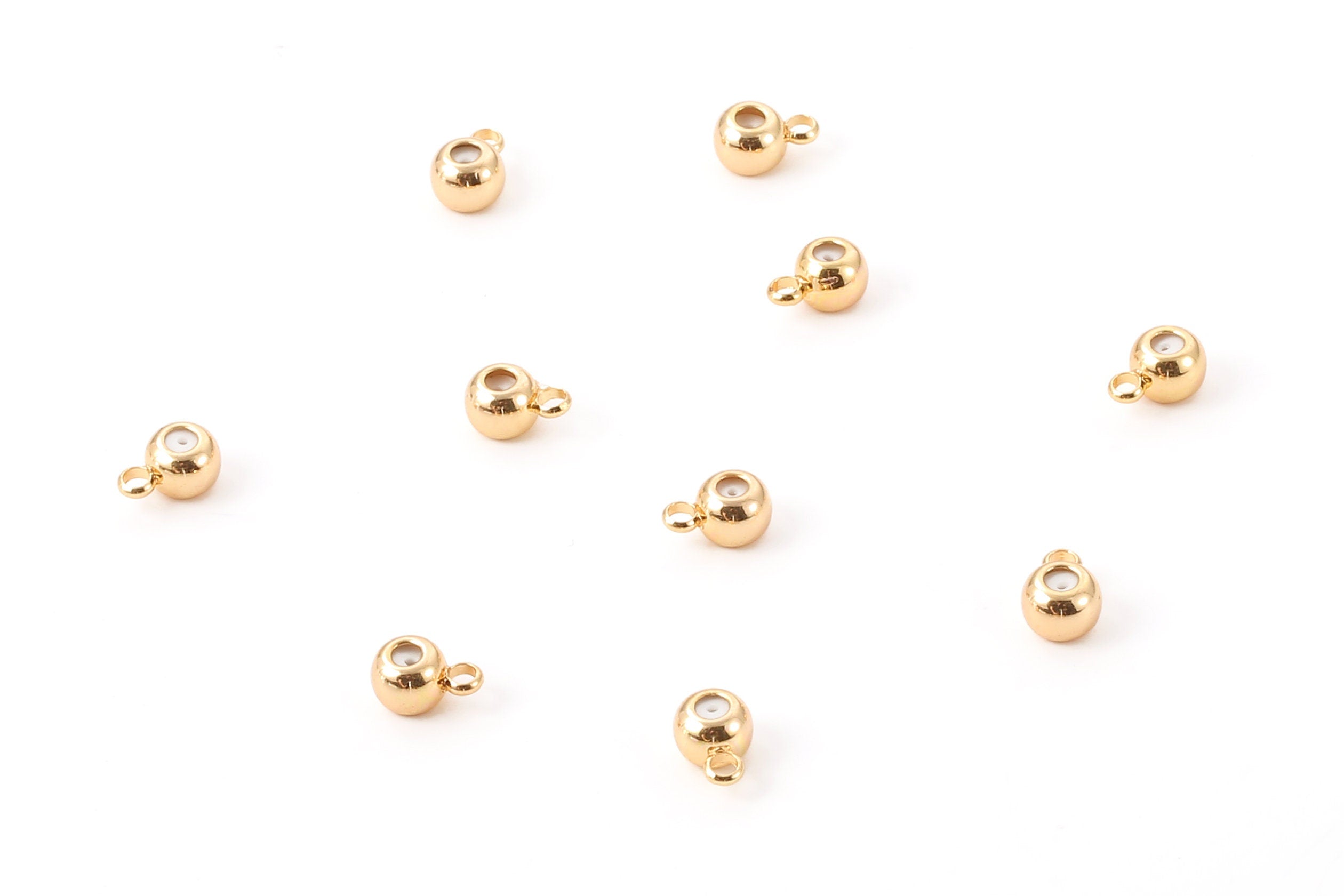 Brass Stopper Beads Earring Charms - Brass Rubber Tube Earring Pendant - 18K Real Gold Plated Brass - 7.26x5.1x3.94mm - RGP1170 - DOMEDBAZAAR