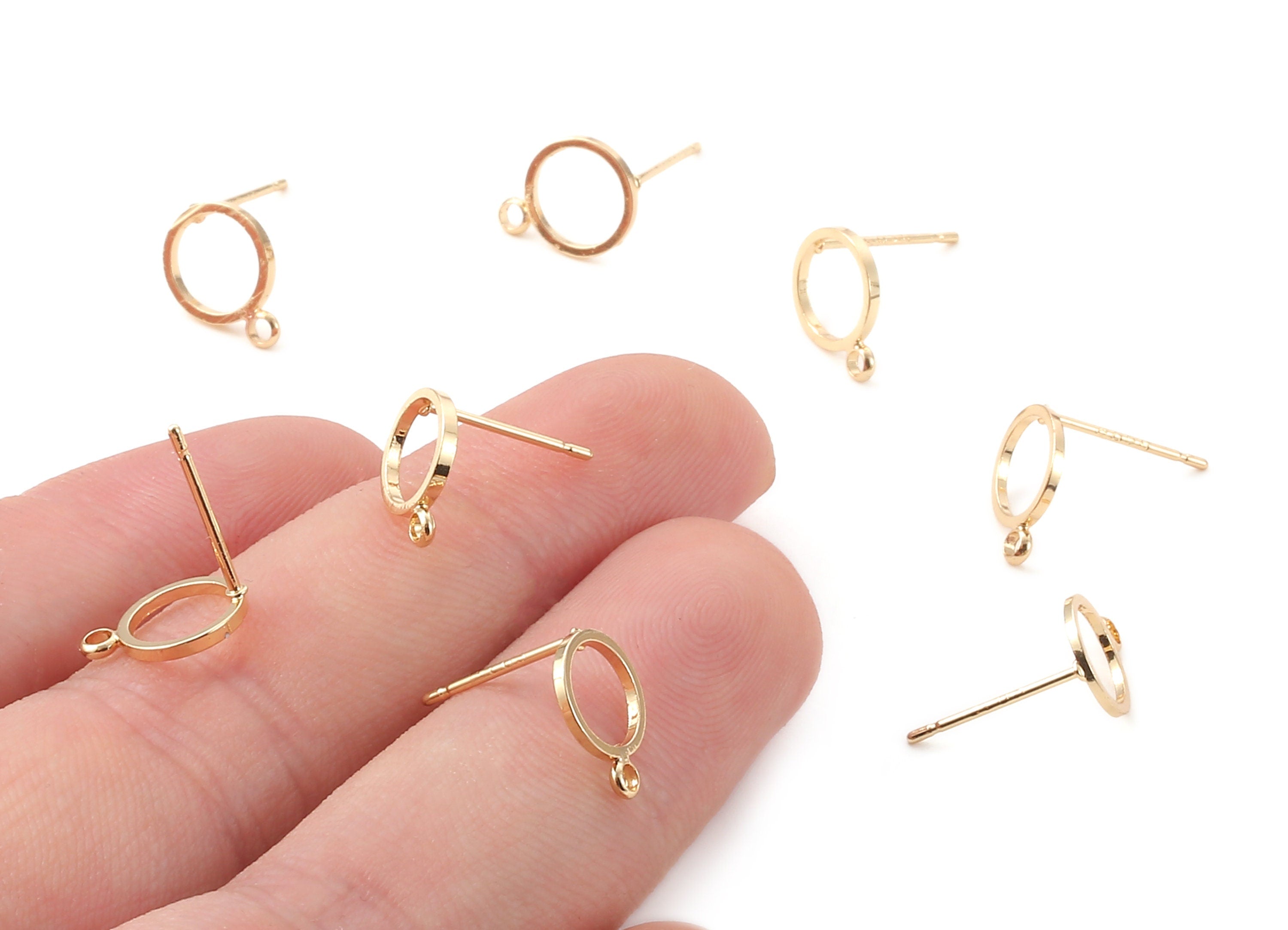 Brass Round Earing Post - Brass Circle Earring Stud - 18K Real Gold Plated Brass - Jewelry Supplies - 310.8x8.28x0.86mm - RGP1222 - DOMEDBAZAAR