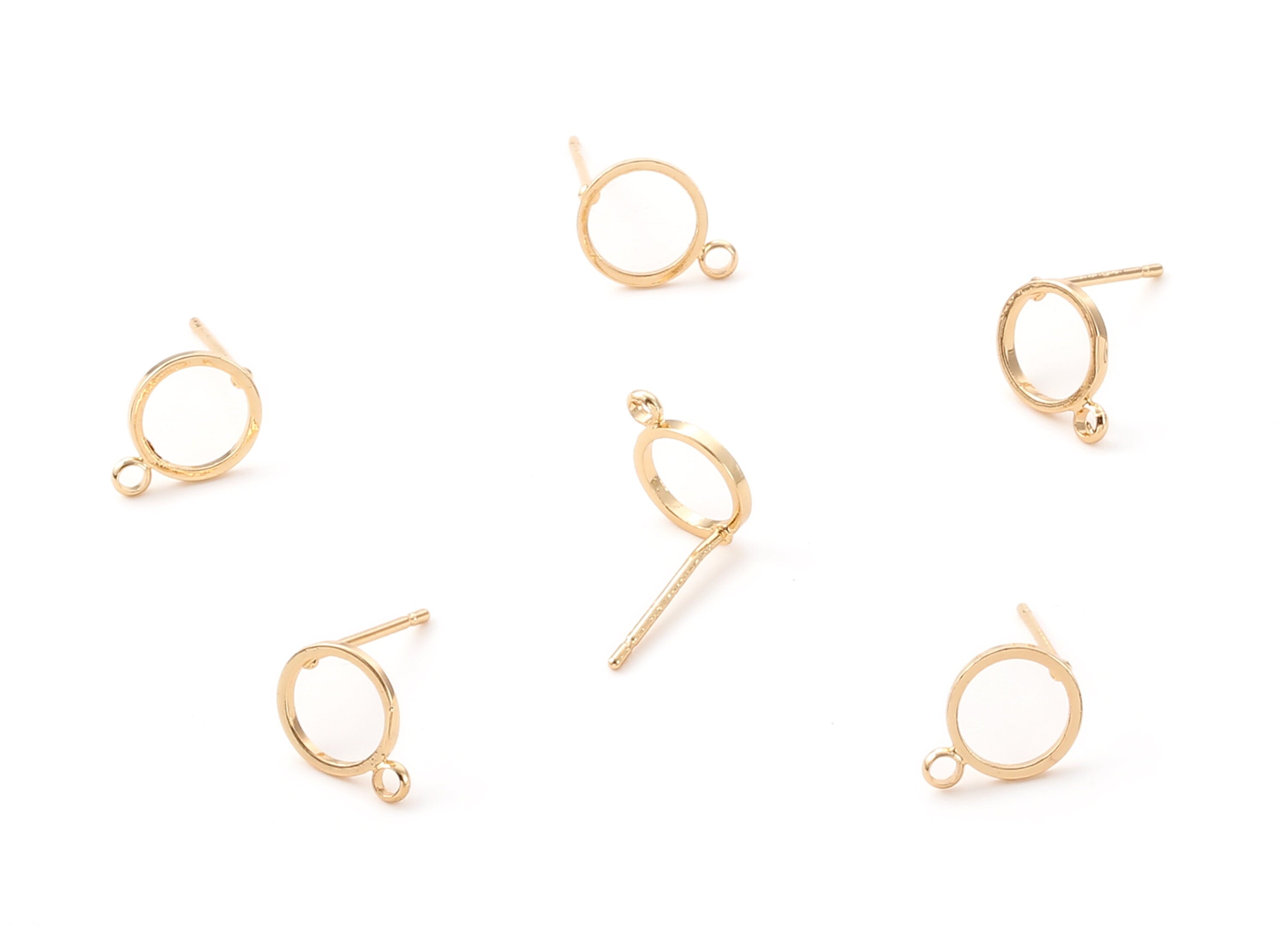 Brass Round Earing Post - Brass Circle Earring Stud - 18K Real Gold Plated Brass - Jewelry Supplies - 10.96x8.18x0.81mm - RGP1195 - DOMEDBAZAAR